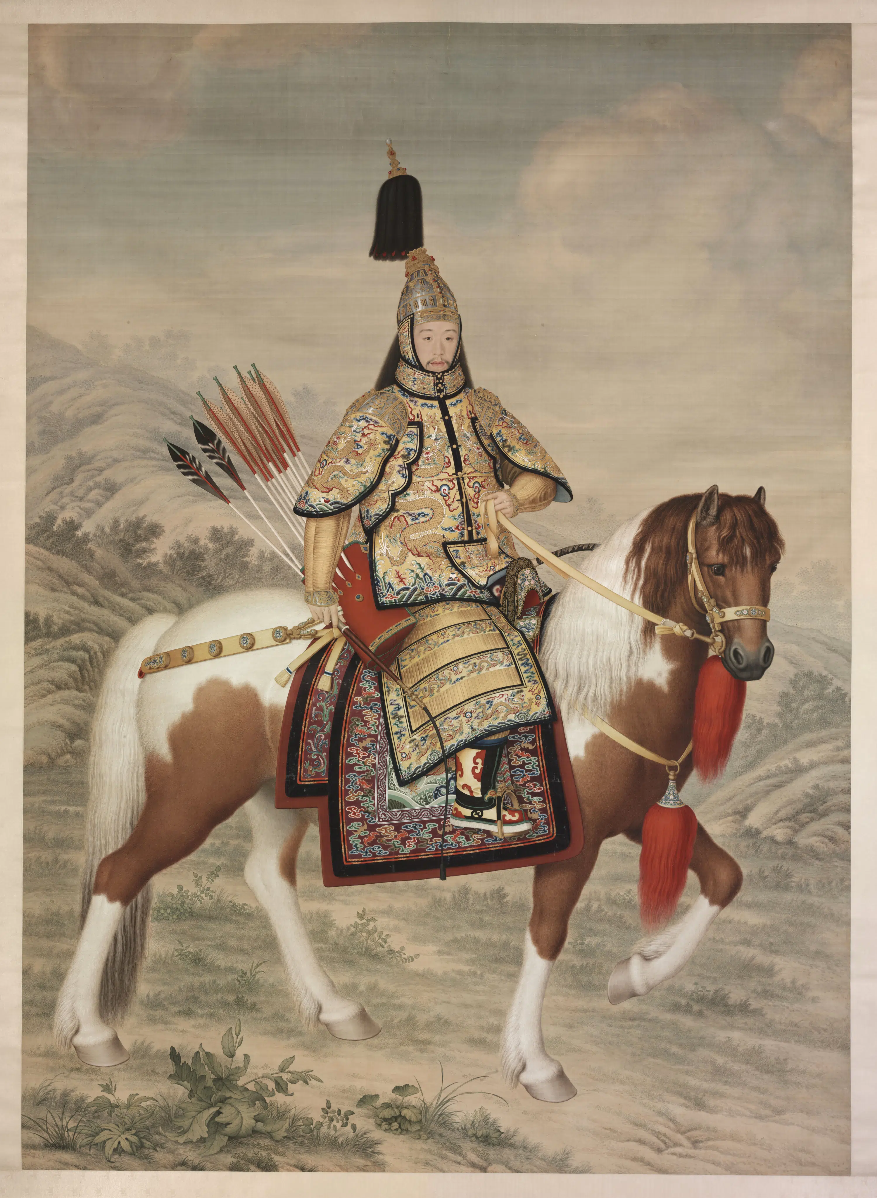 清代【清人】《画弘历击鹿图像轴-1》