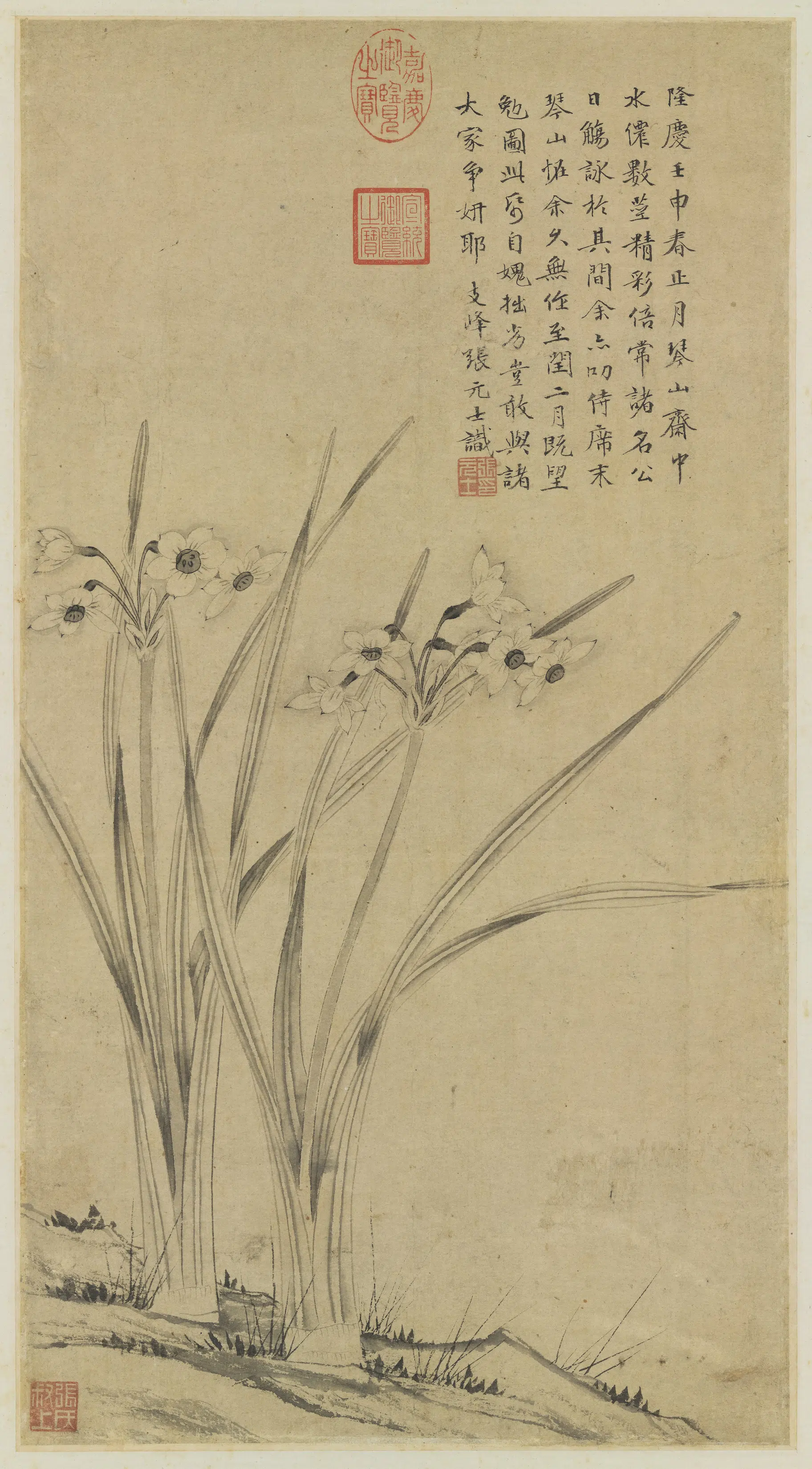 明朝【张元士】《水仙图轴》