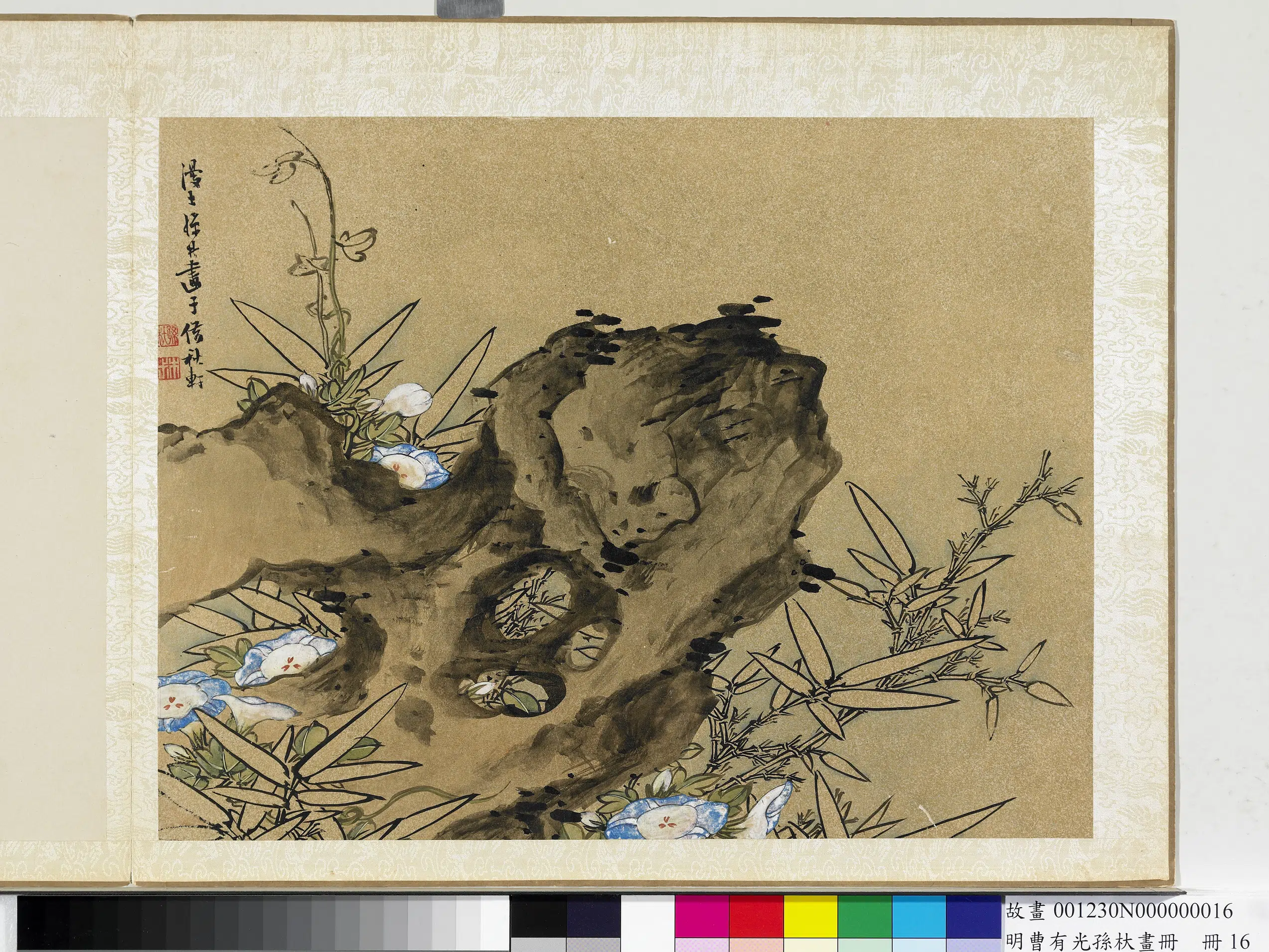 明朝【孙杕】《明曹有光孙杕画册-画竹石牵牛》