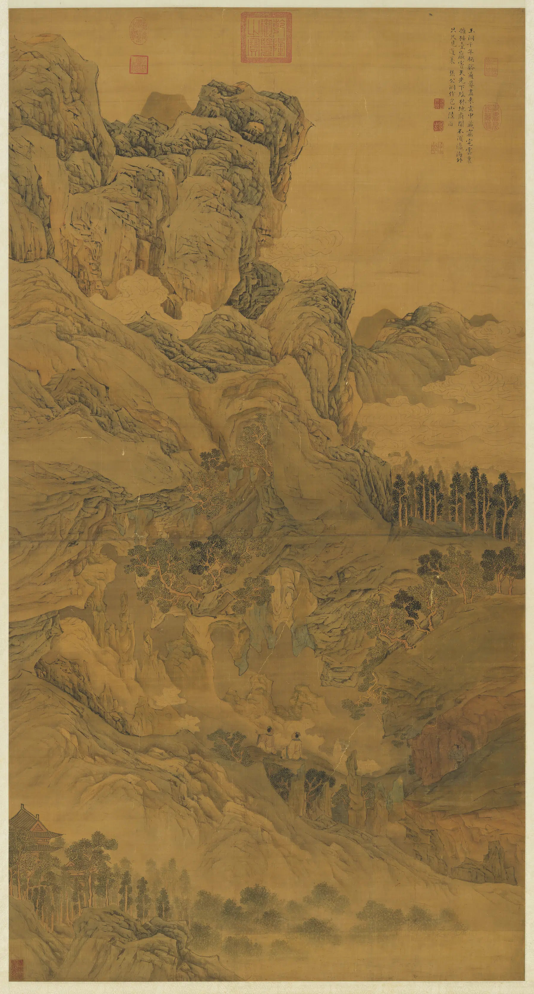 明代【陆治】《仙山玉洞图轴》