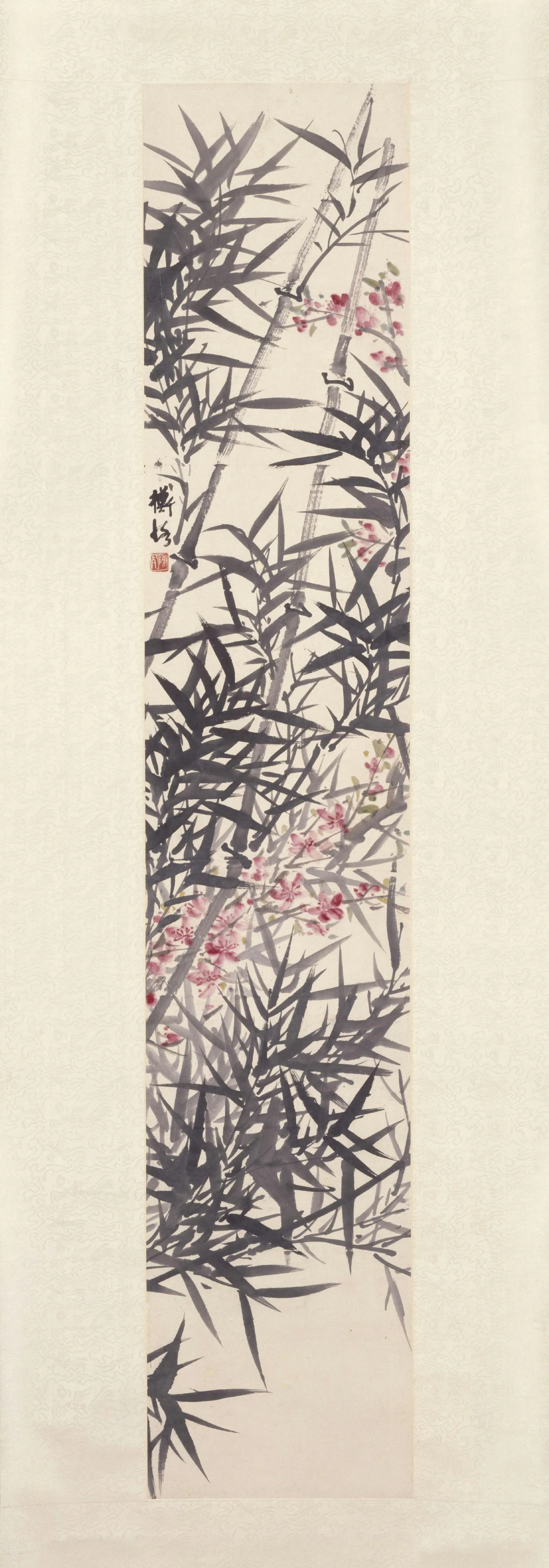 近现代【陈师曾】《竹桃图轴》