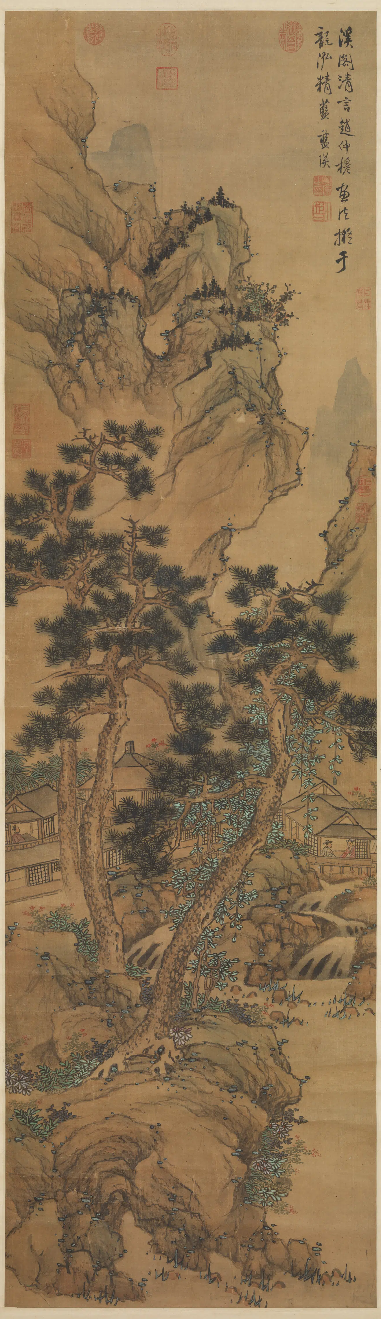 明朝【蓝瑛】《画溪阁清言图轴》