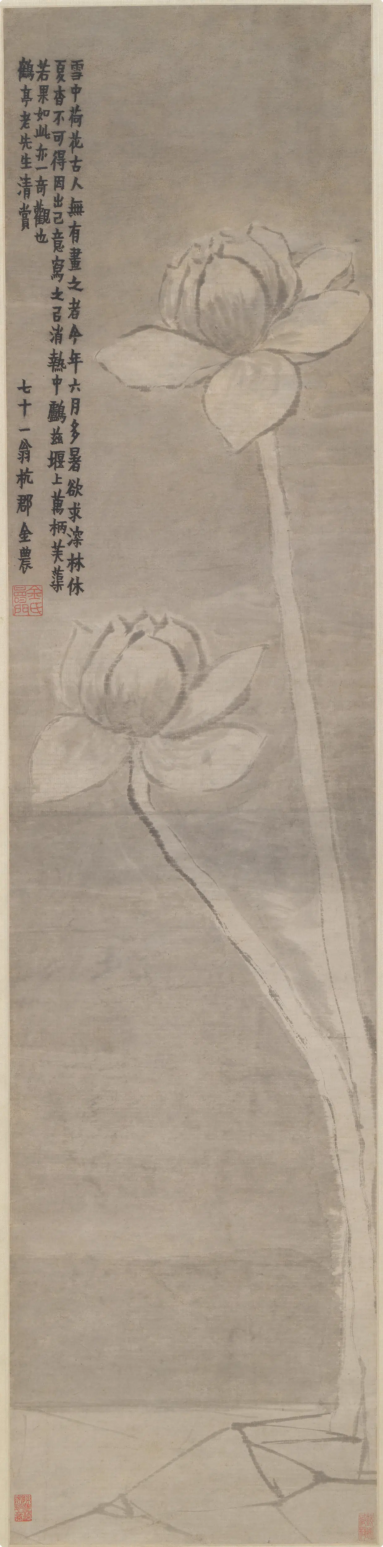 清代【金农】《荷花图轴》