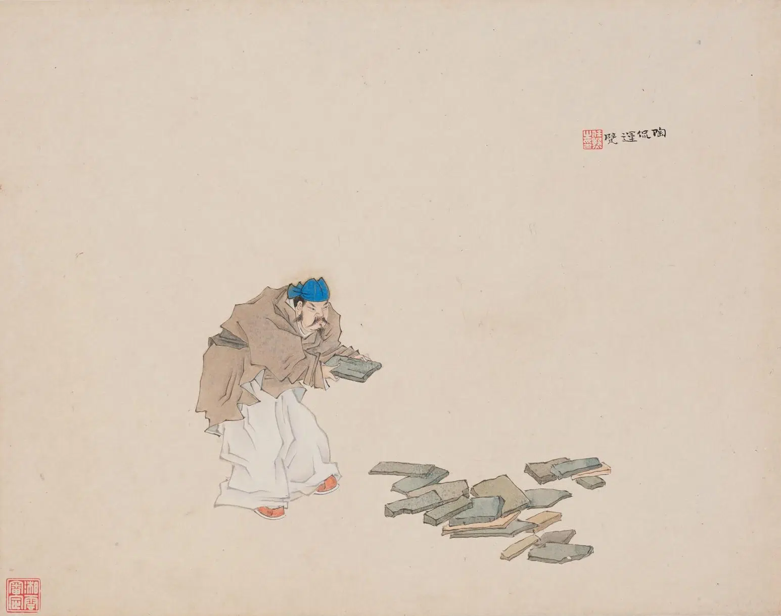 清代【任熊】《人物山水册》 第12张