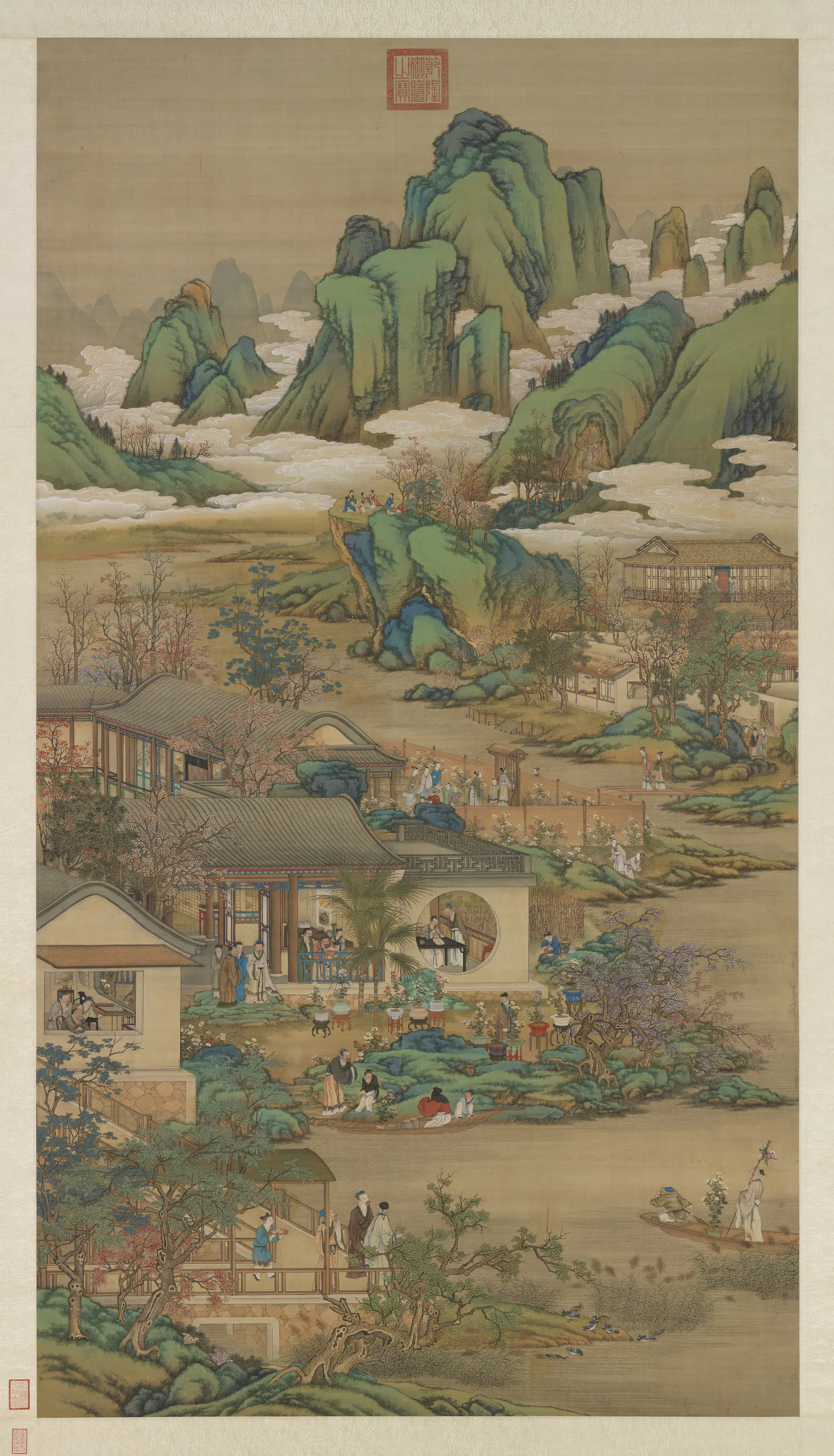 清代《画院画十二月月令图九月图轴》