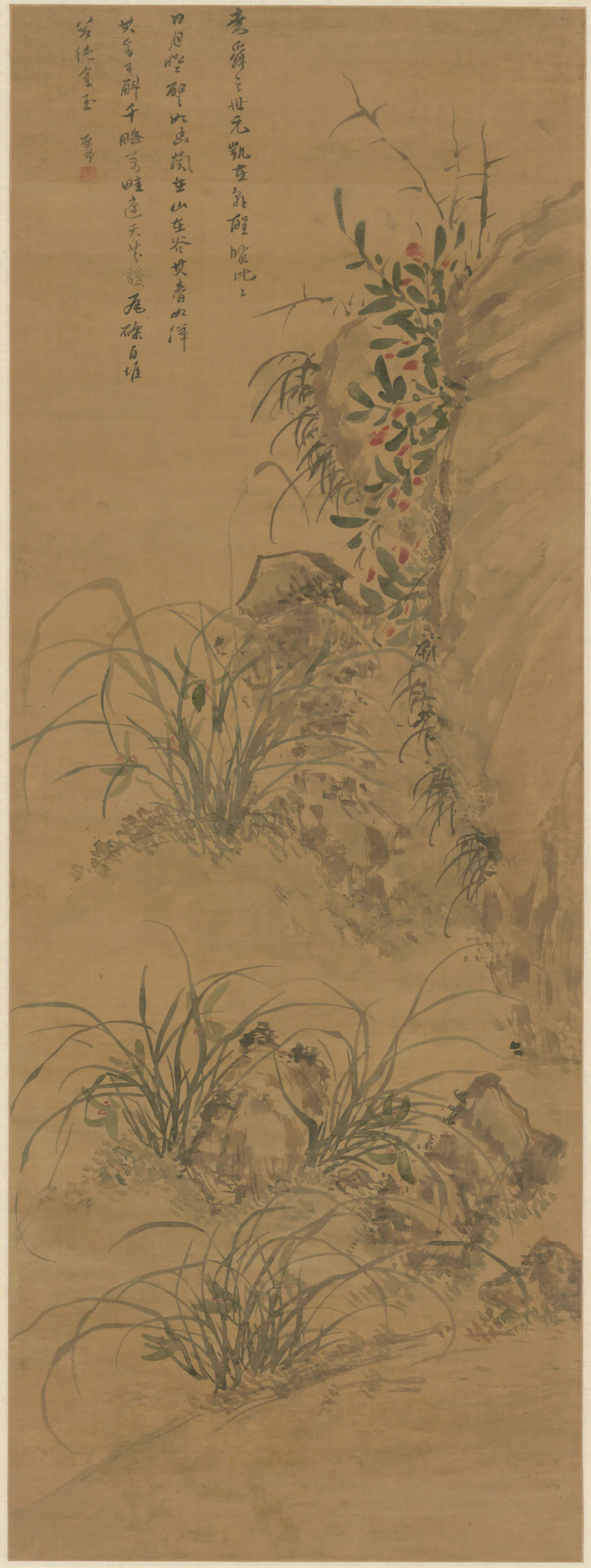 清代【陈舒】《兰石轴》