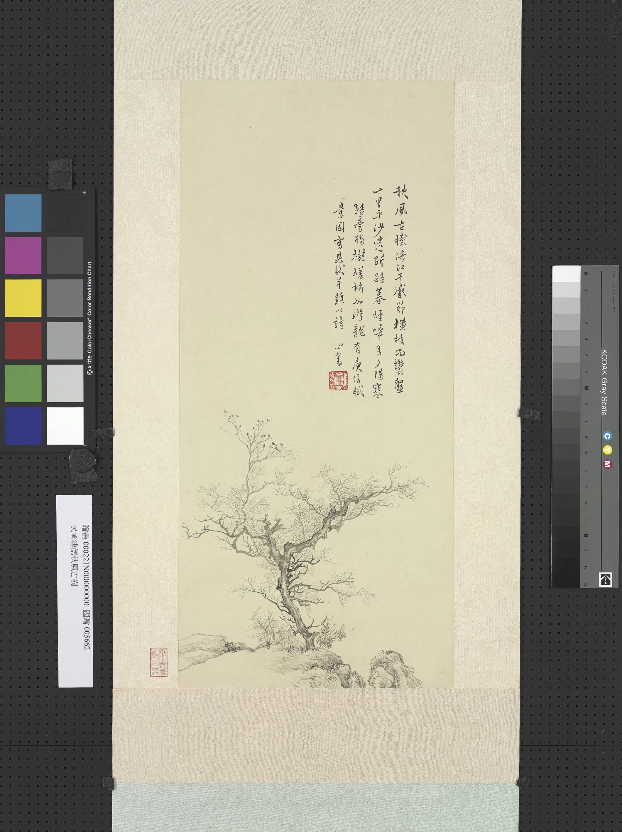 近现代【溥儒(溥心畬)】《秋风古树图轴》 第1张 近现代【溥儒(溥心畬)】《秋风古树图轴》 第1张