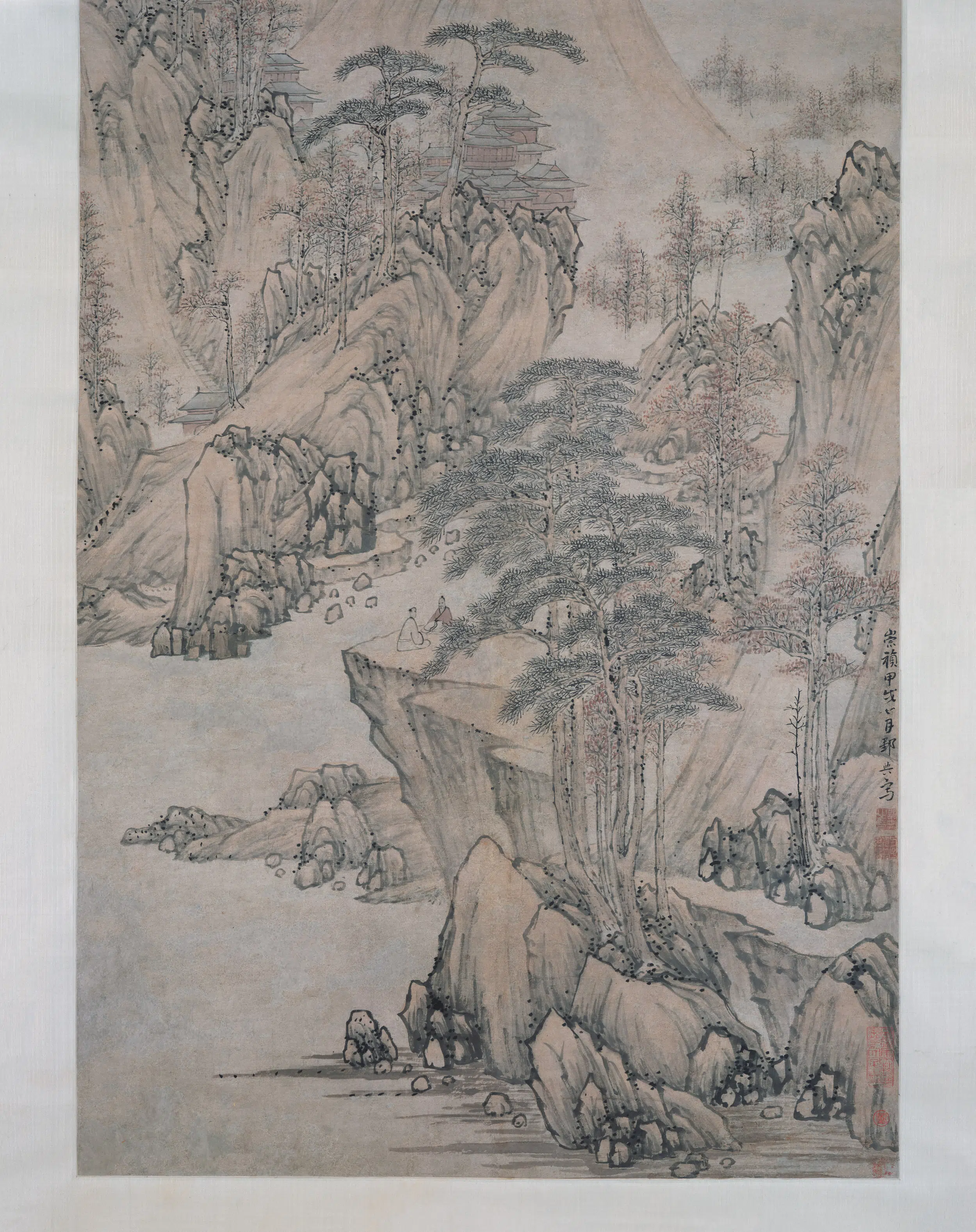明朝【邹典】《秋山楼阁图轴》 第1张