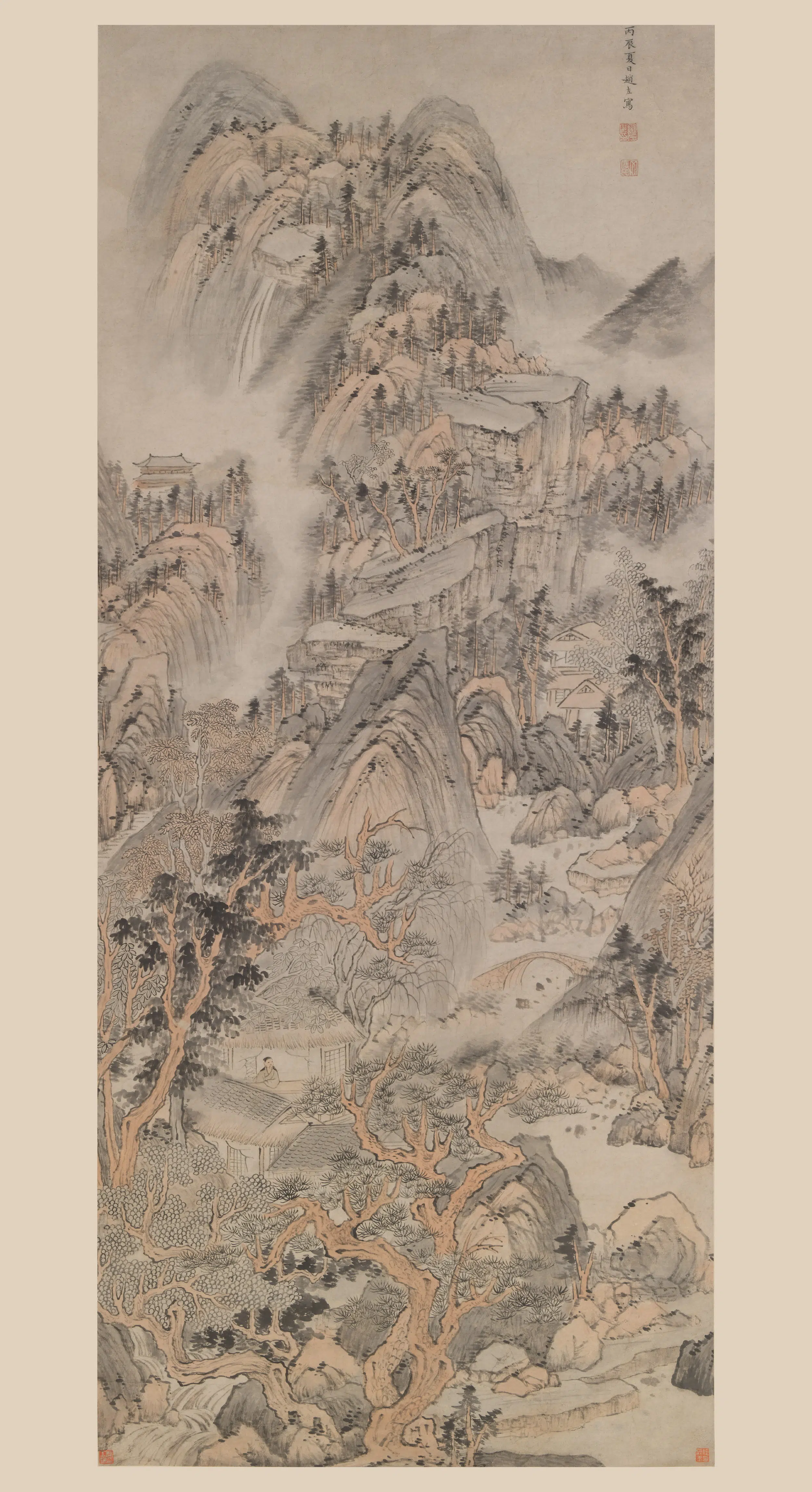 明朝【赵左】《山居闲眺图轴》