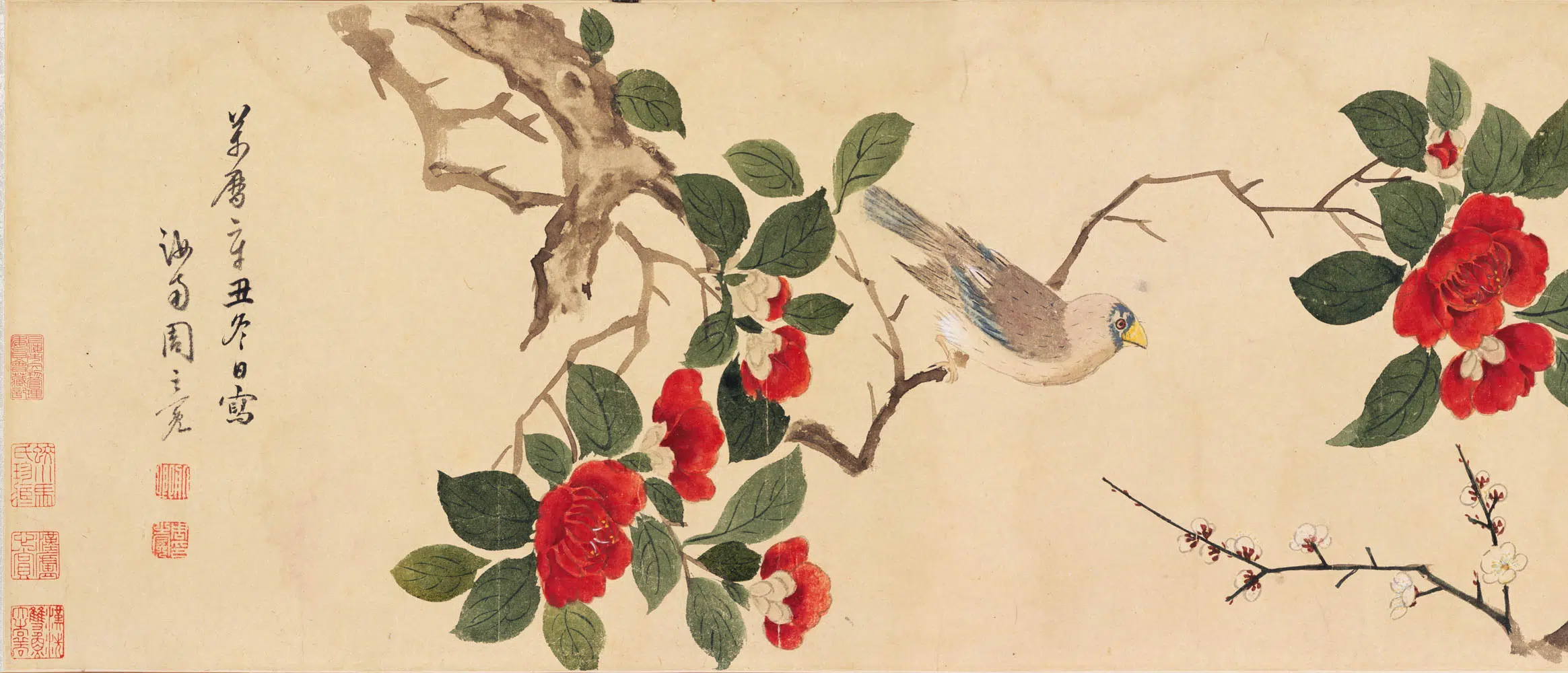 明朝【周之冕】《设色花鸟卷》