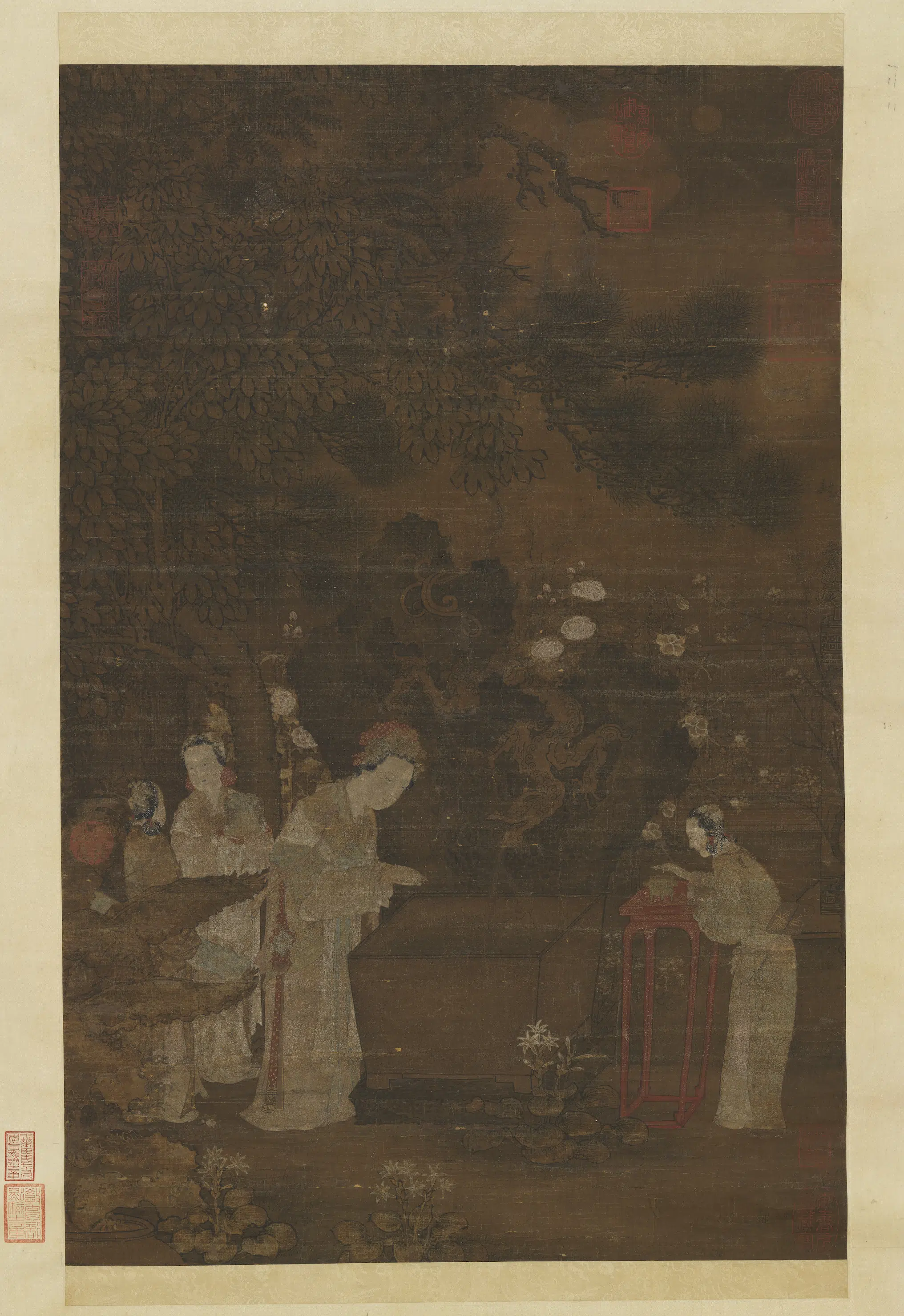 《五代人浣月图轴》