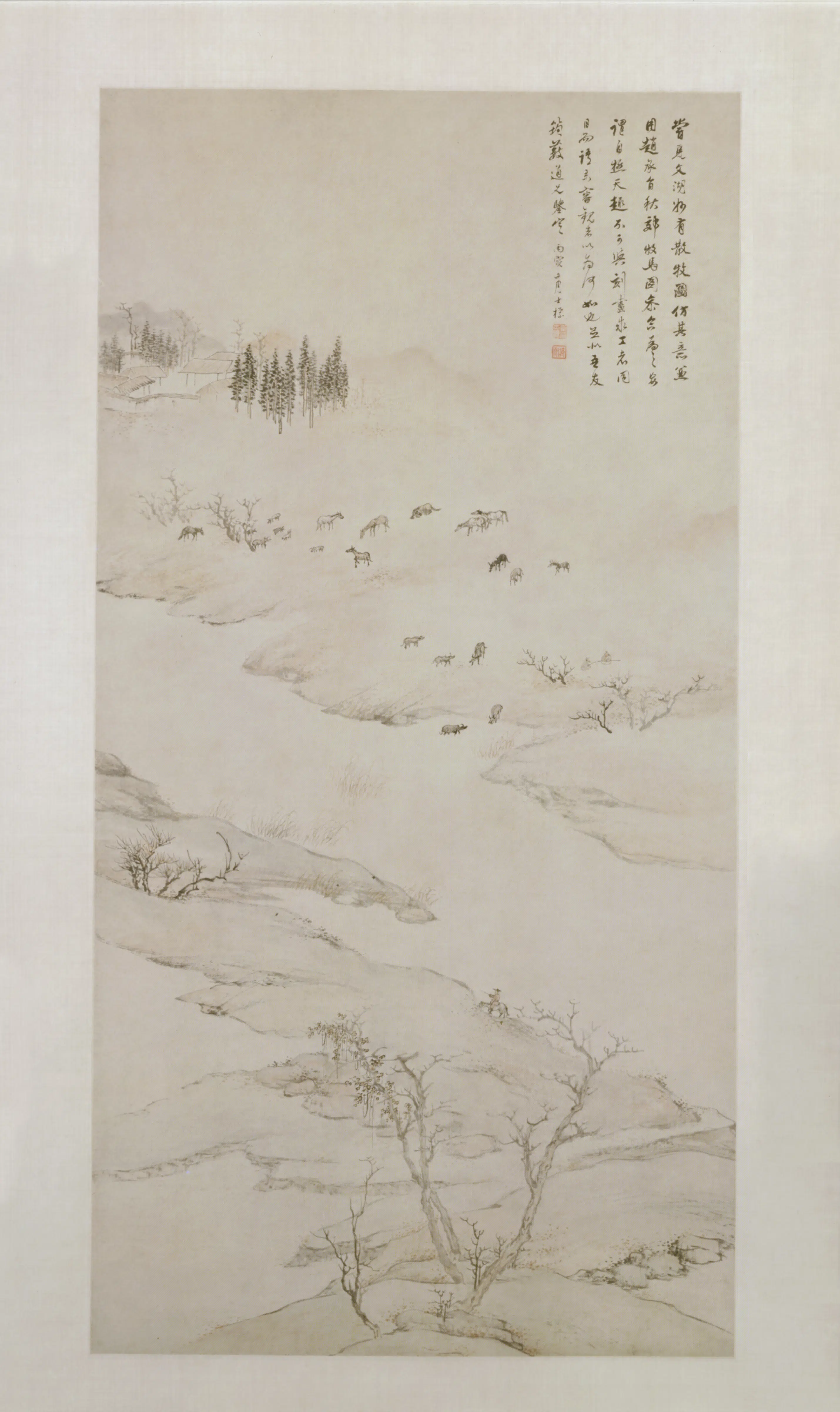清代【查士标】《溪山放牧图轴》