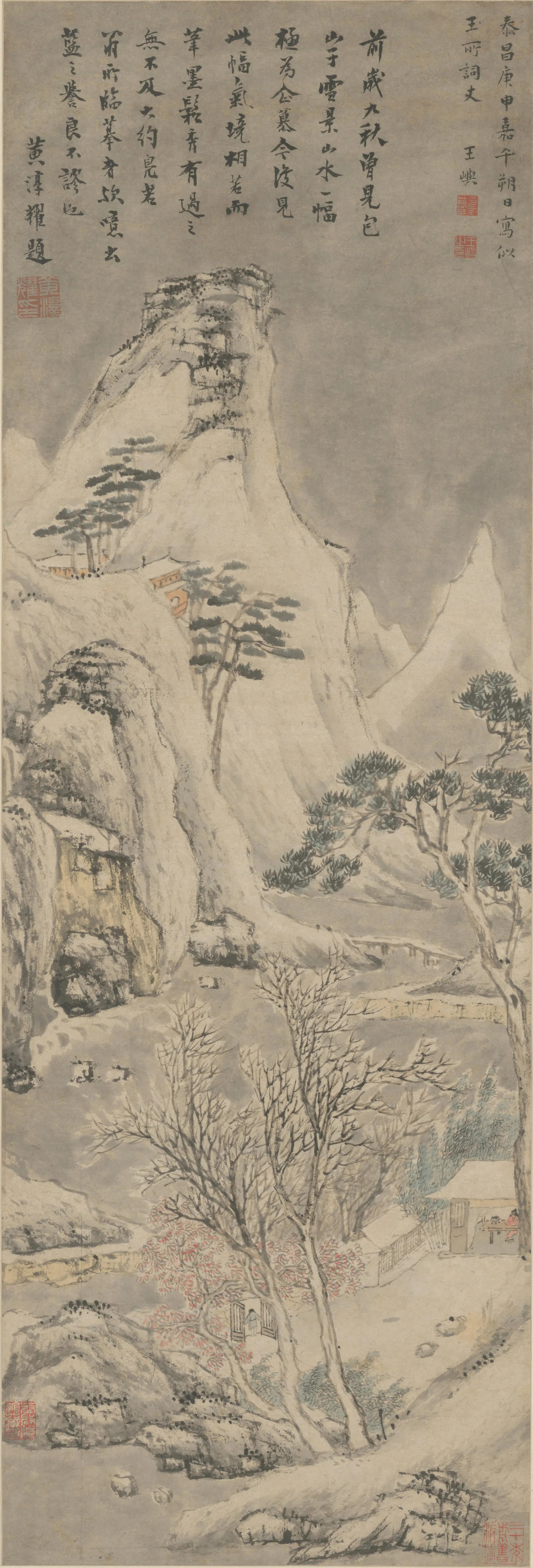 清代【王屿】《雪景山水图轴》