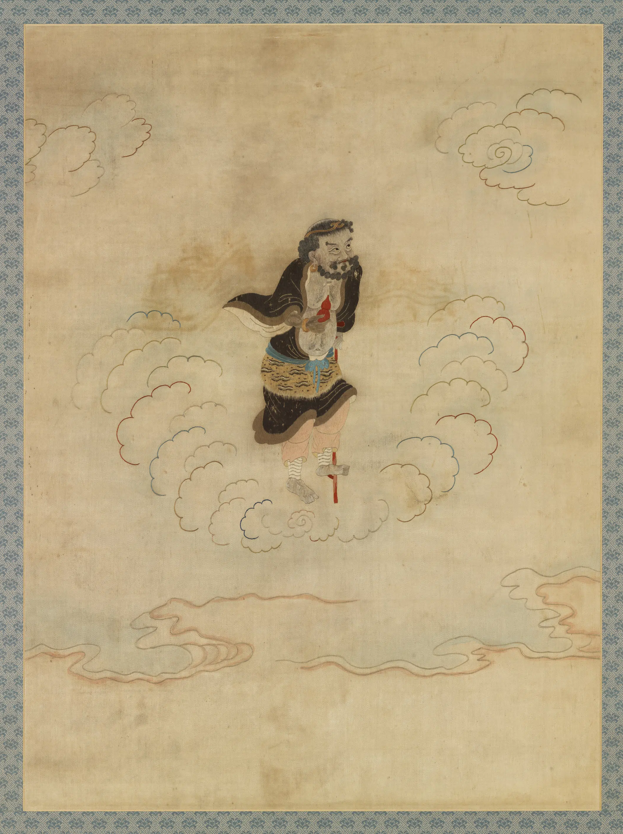 明朝《明顾绣八仙庆寿挂屏（五）李铁拐图轴》