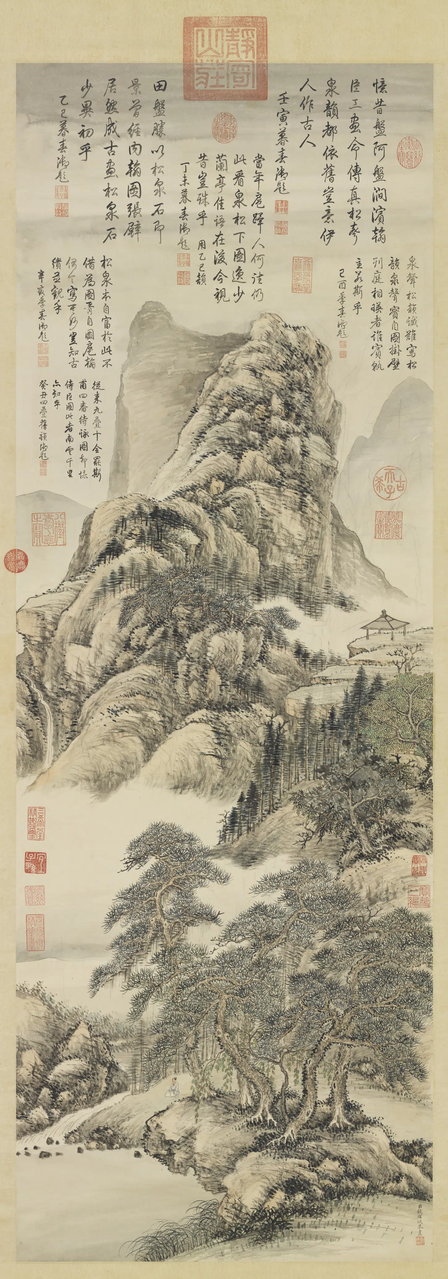 清代【钱维城】《盘山图高宗御题图轴》