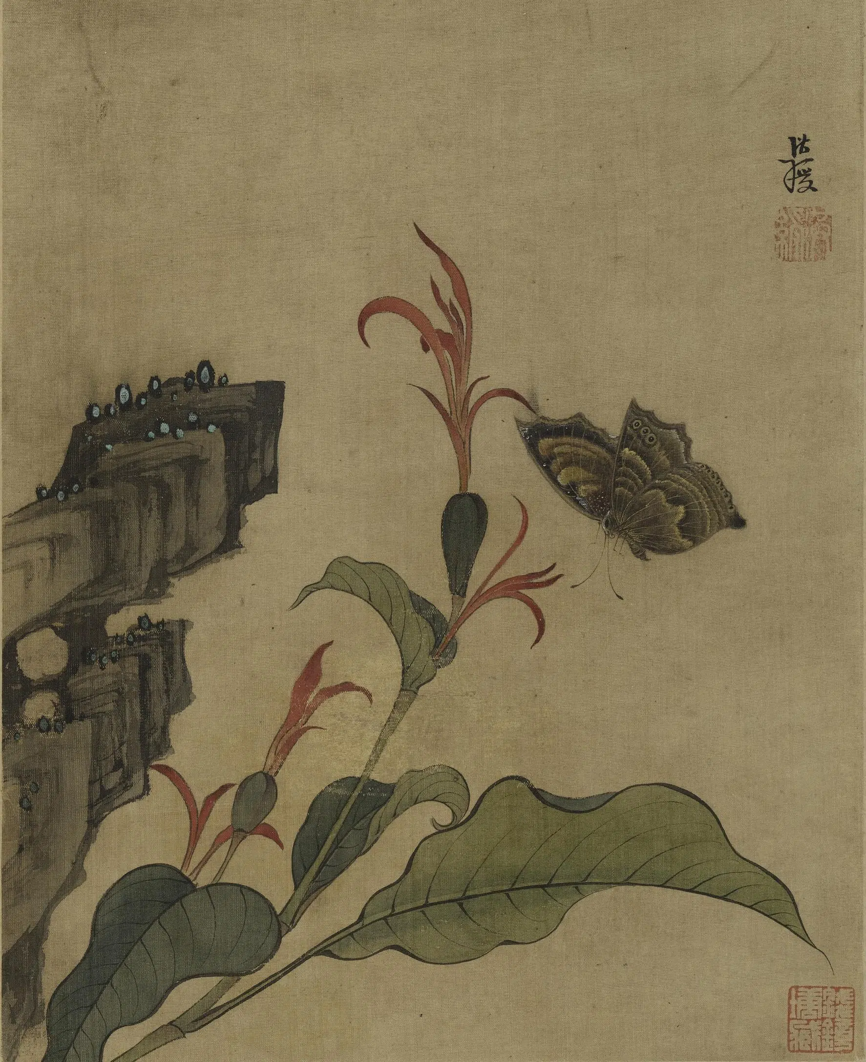 明朝【陈洪绶】《花鸟草虫册》 第4张 明朝【陈洪绶】《花鸟草虫册》 第4张
