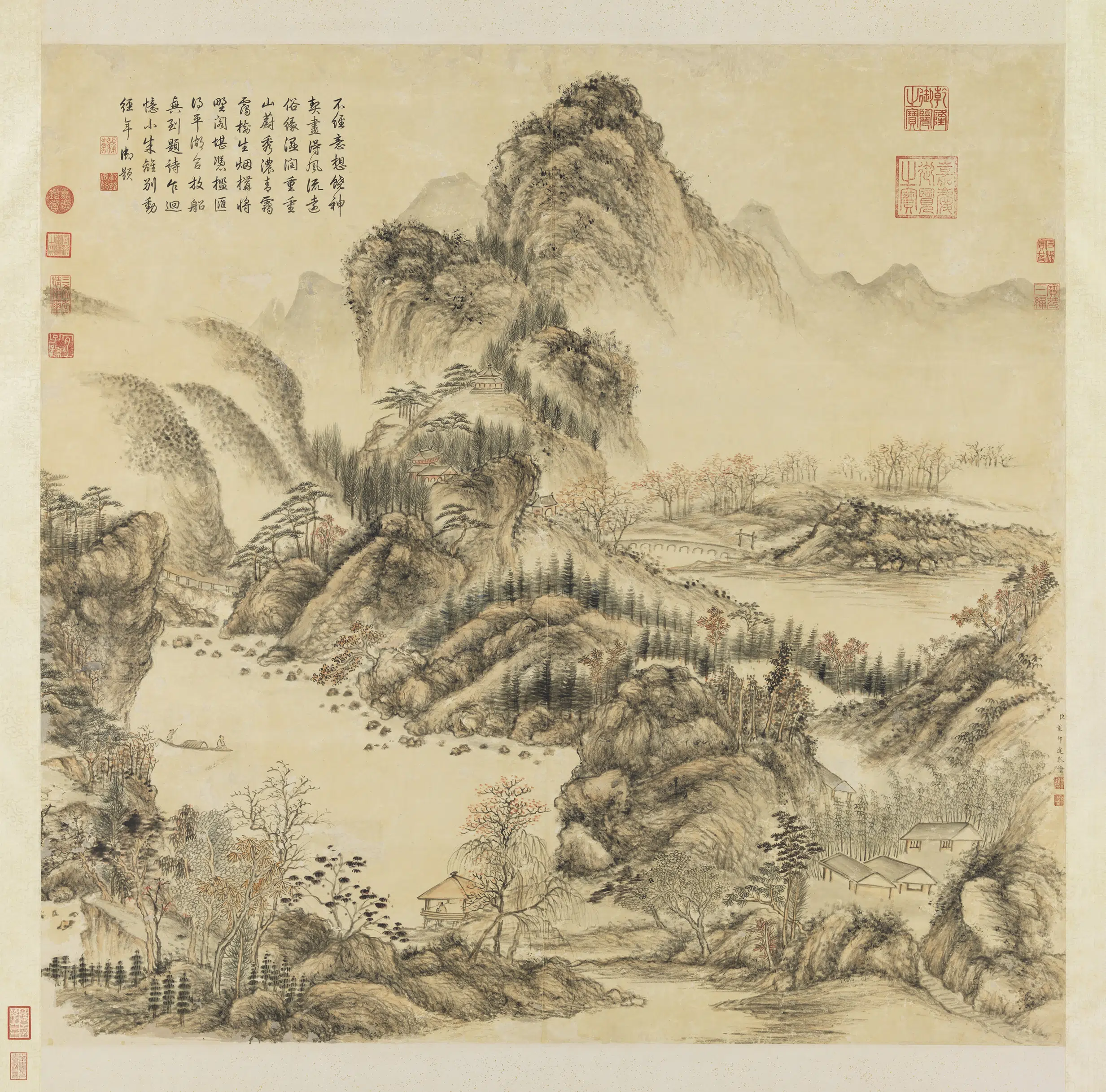 清代【董邦达】《山水高宗御题图轴-3》