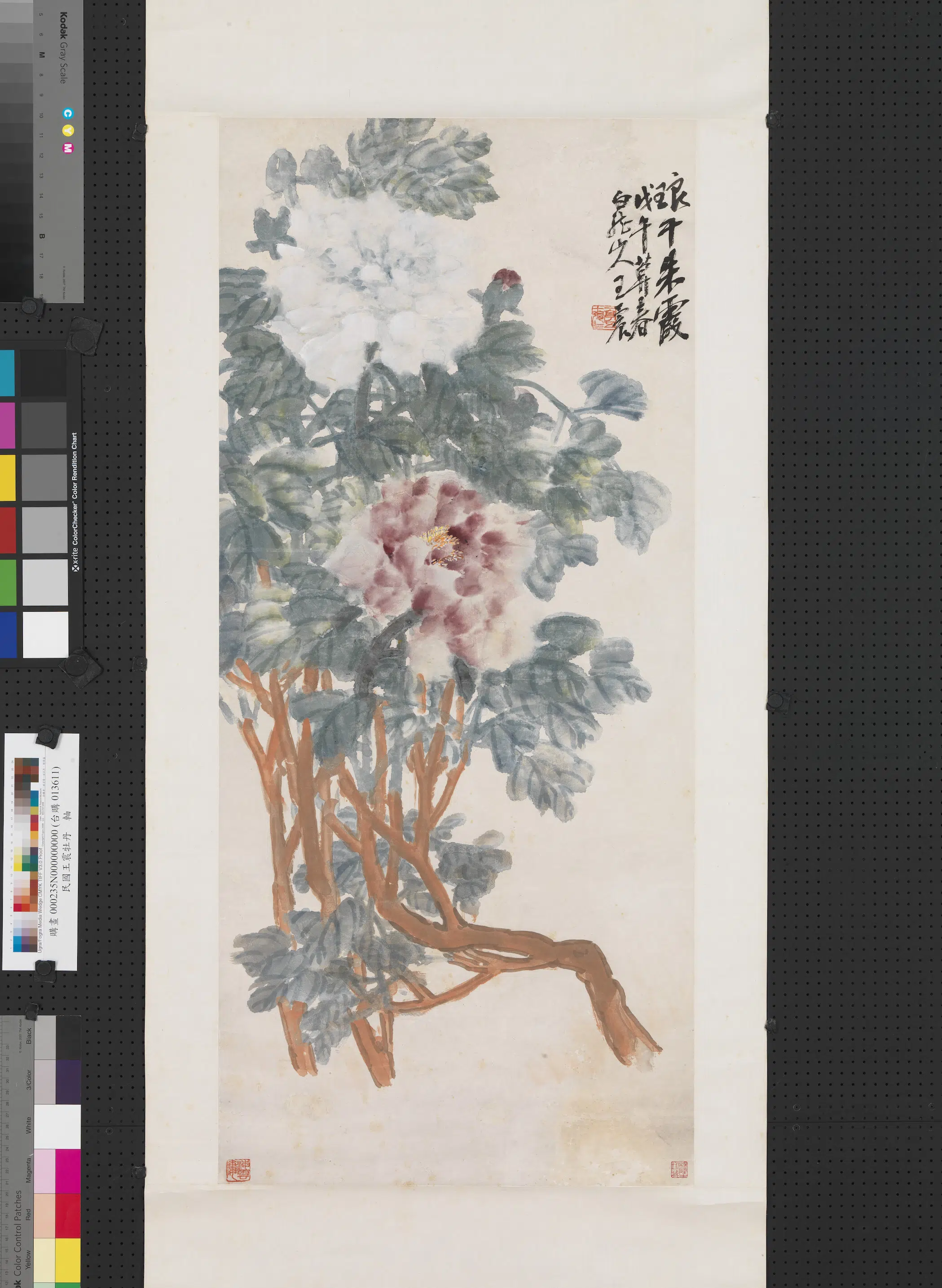 清代【王震】《牡丹图轴》