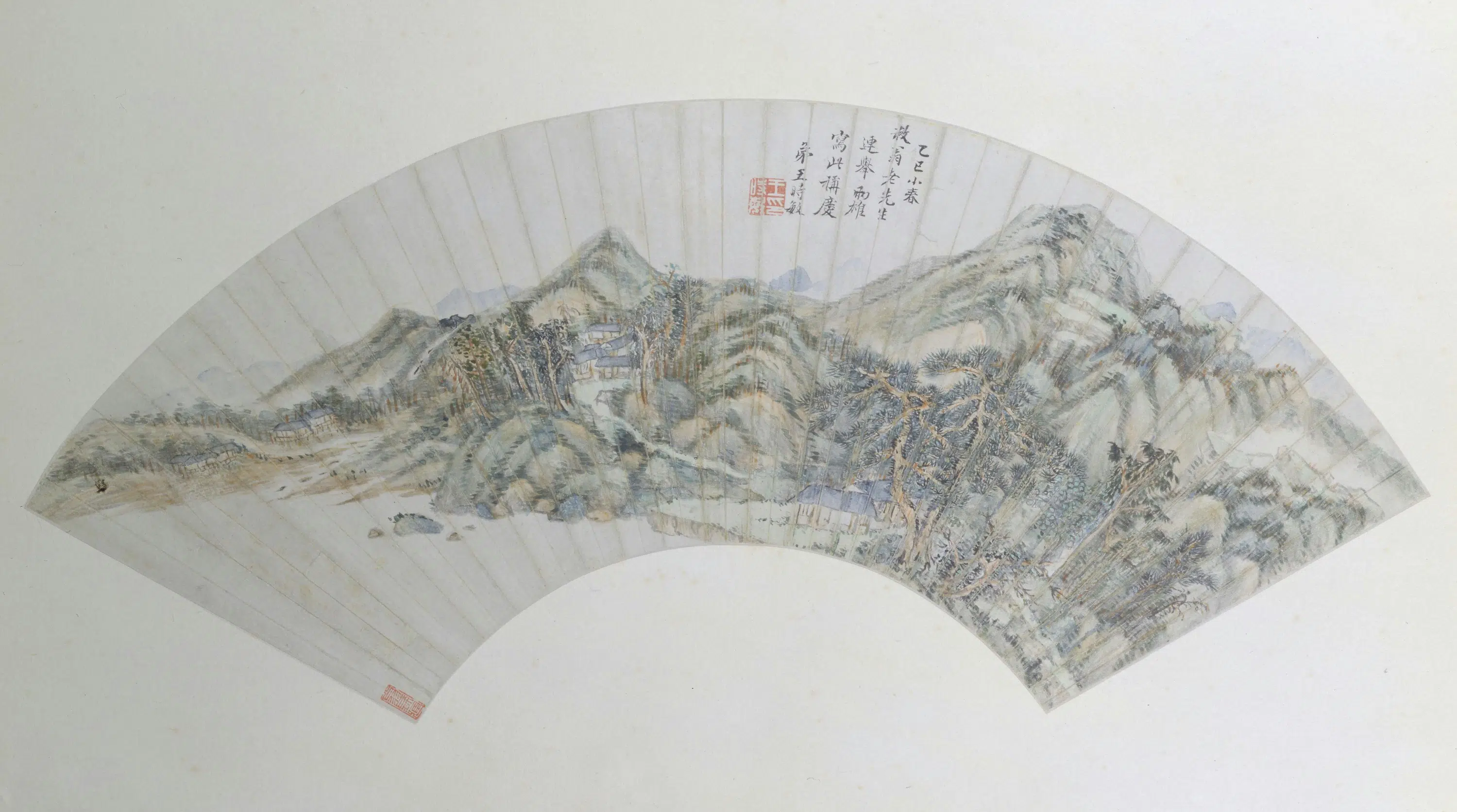 清代【王时敏】《设色山水图扇页》 第1张 清代【王时敏】《设色山水图扇页》 第1张
