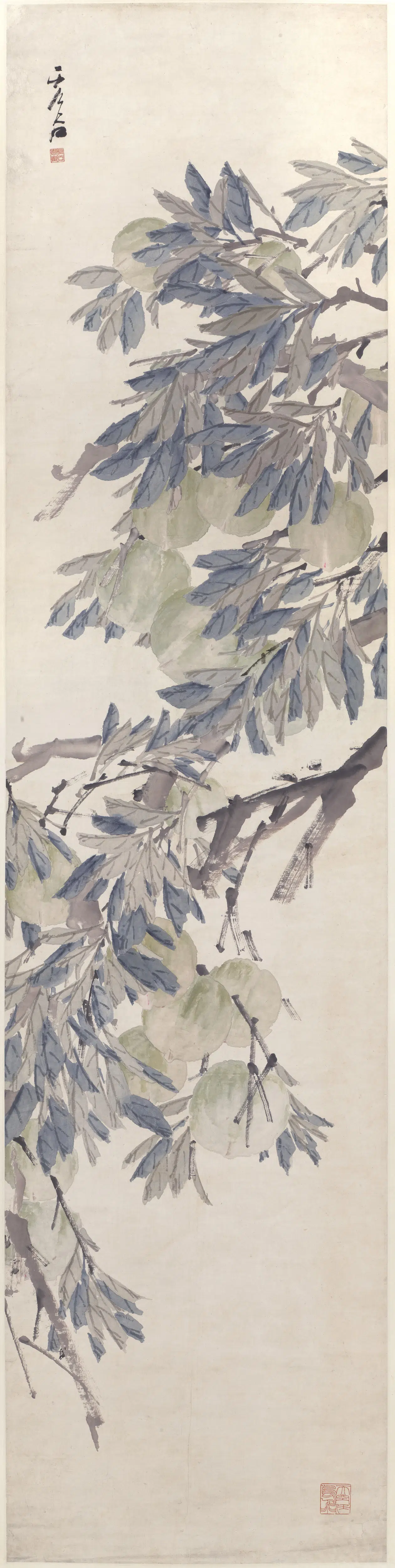 清代【虚谷】《写蟠桃图轴》