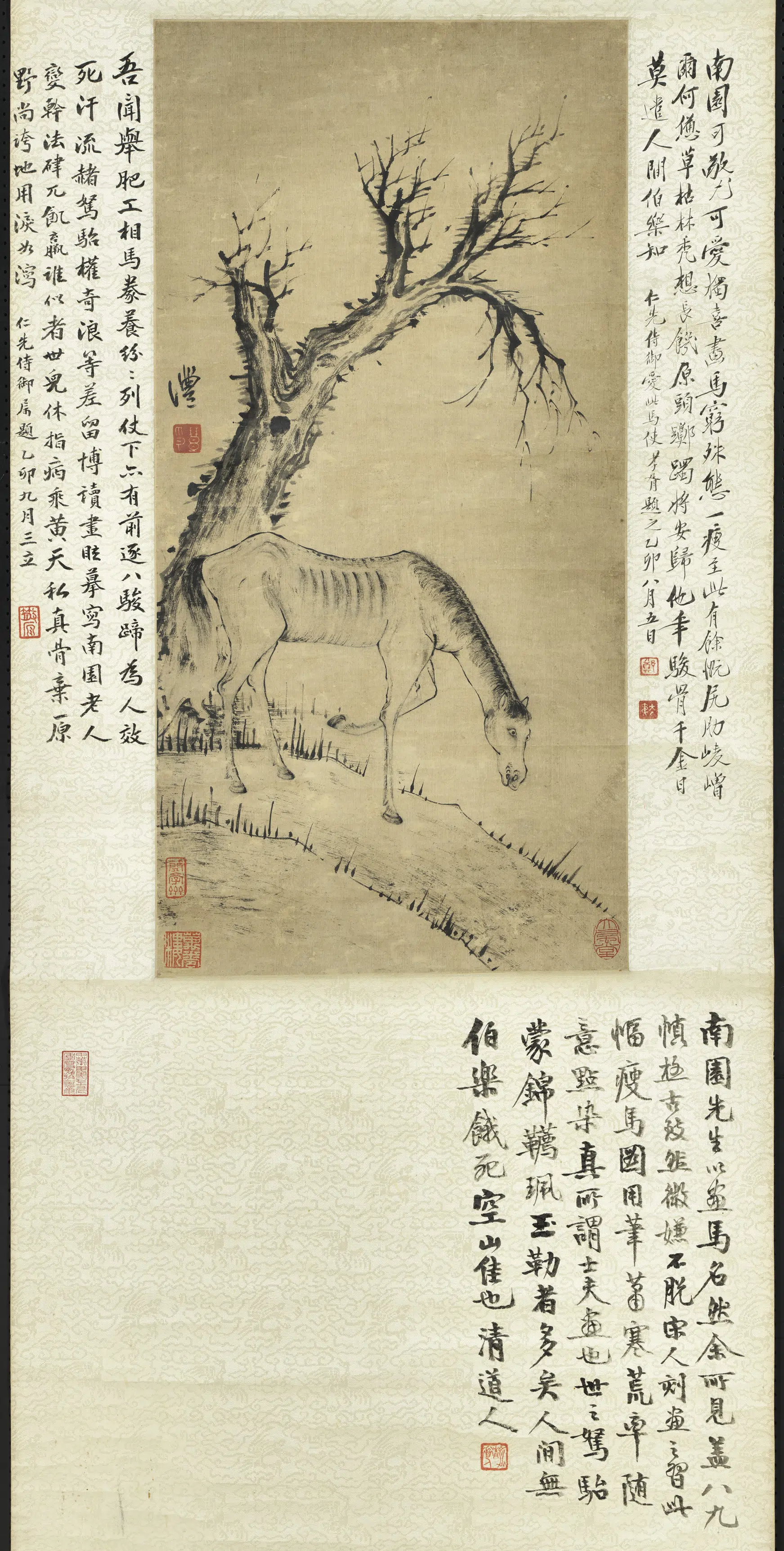 清代【钱沣（南园）】《画马图轴》