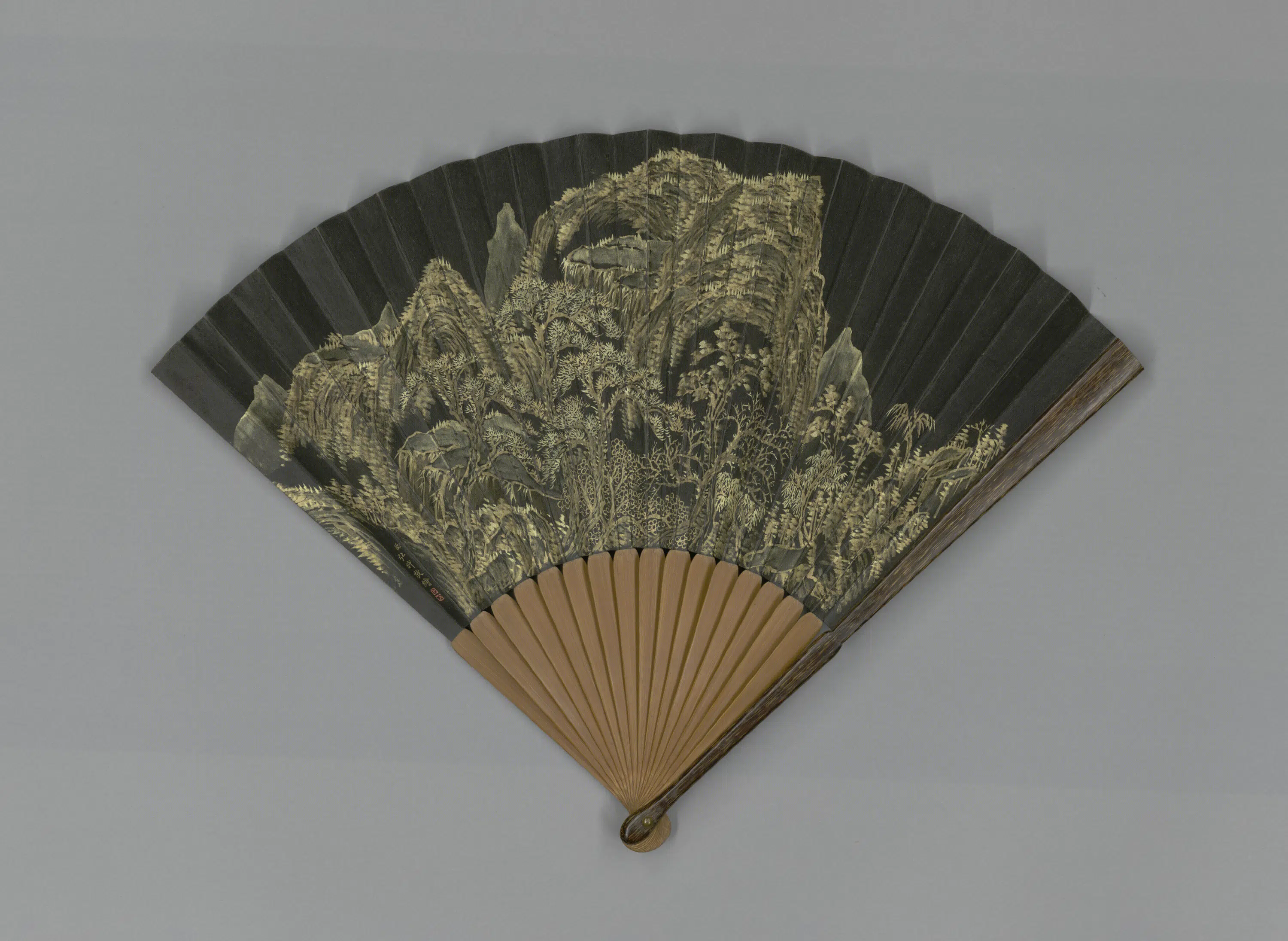 清代【爱新觉罗弘旿】《画山水并书题董邦达山水册诗成扇》