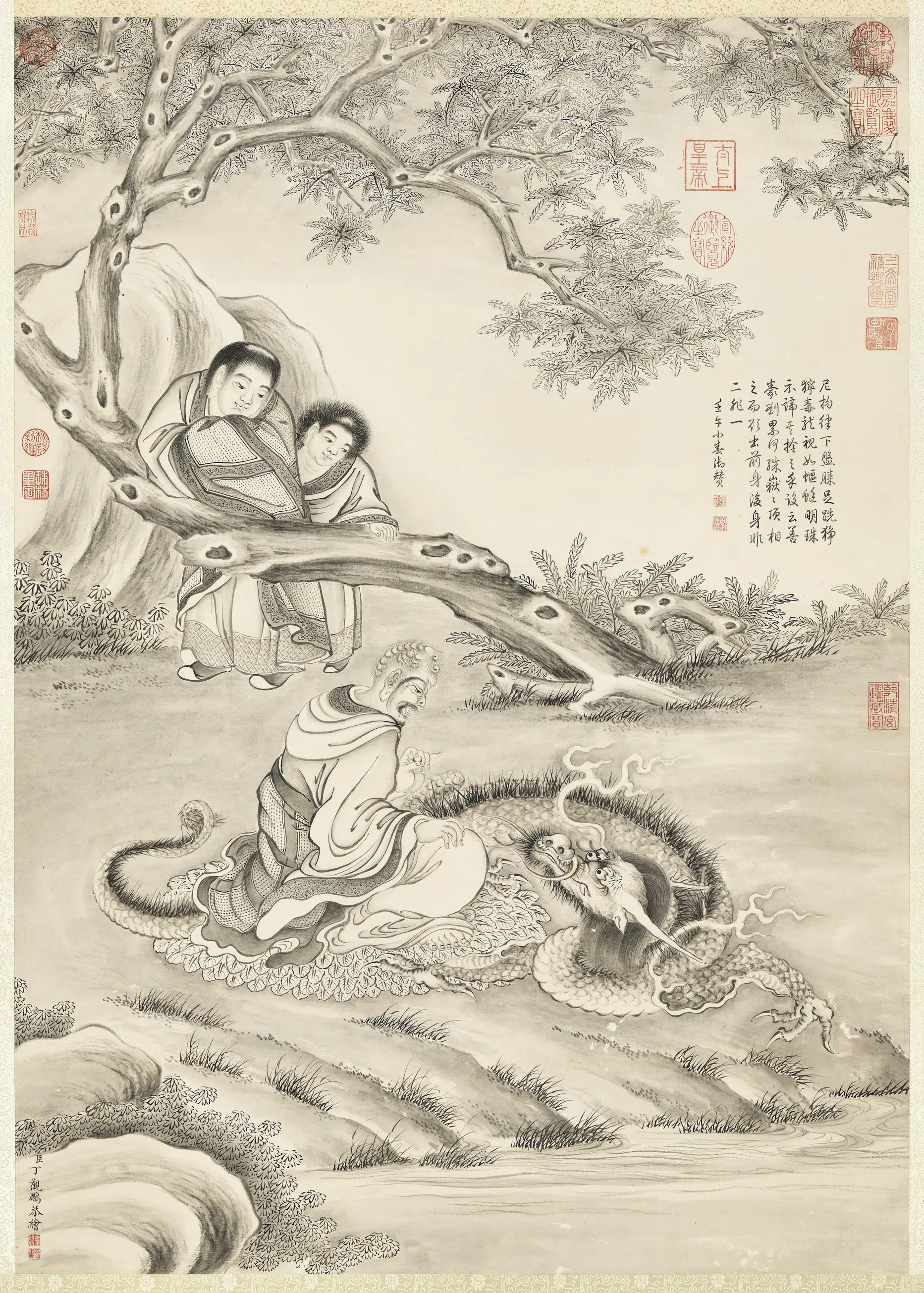 清代【丁观鹏】《应真像图轴》