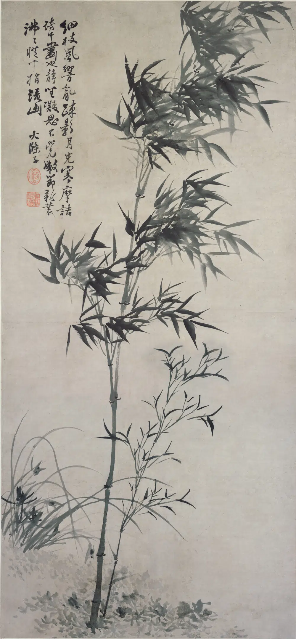 清代【石涛】《兰竹图轴》