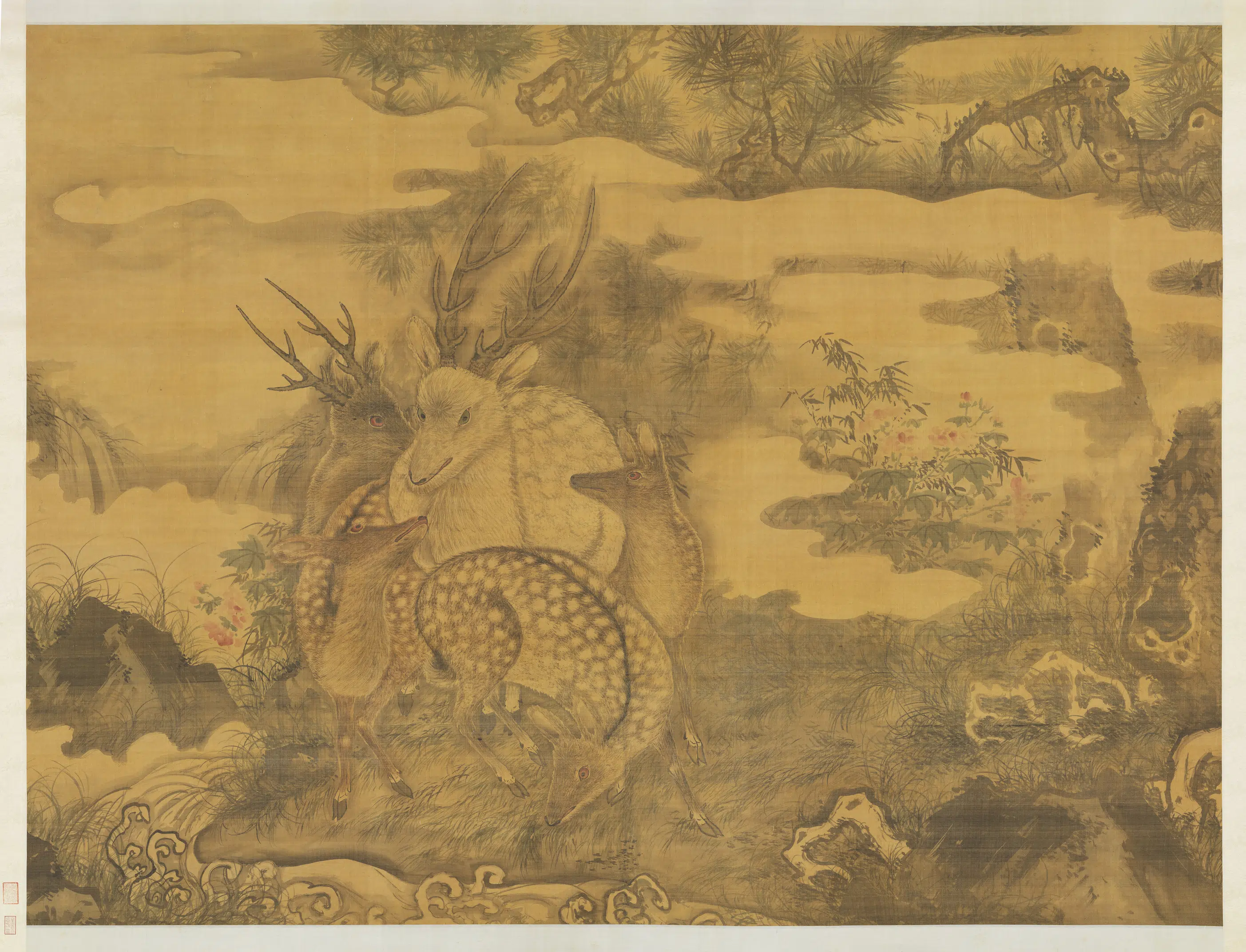 明朝【陈淳（道复）】《五鹿图图轴》