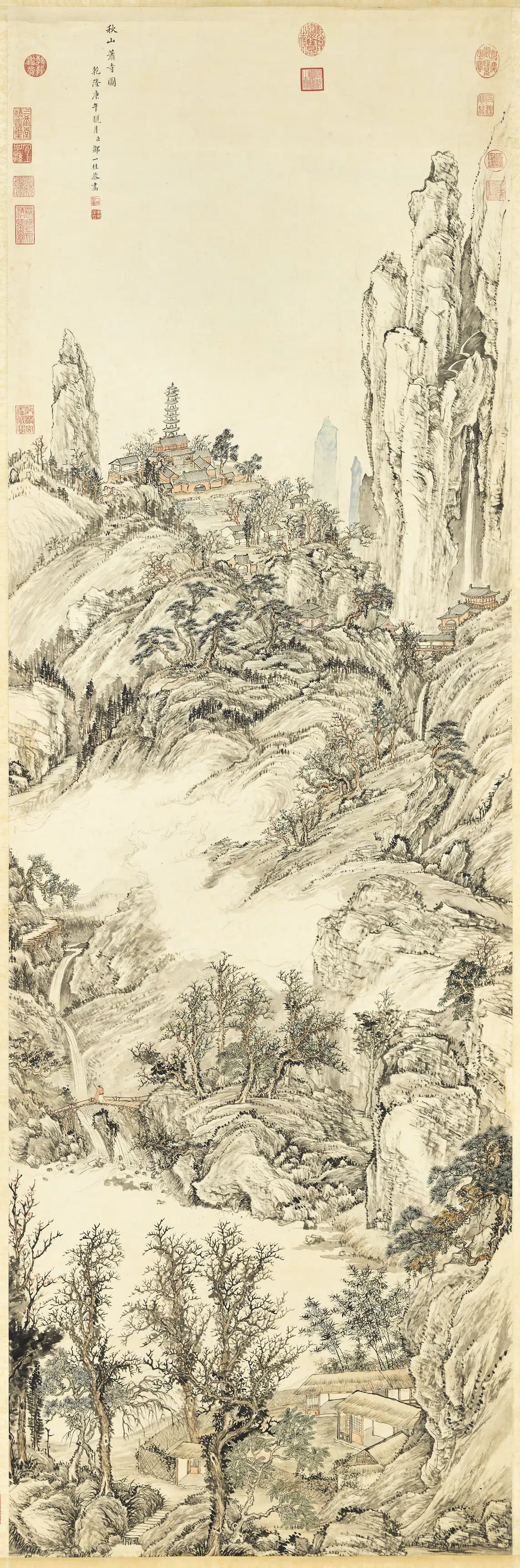 清代【邹一桂】《秋山萧寺图轴》 第1张 清代【邹一桂】《秋山萧寺图轴》 第1张