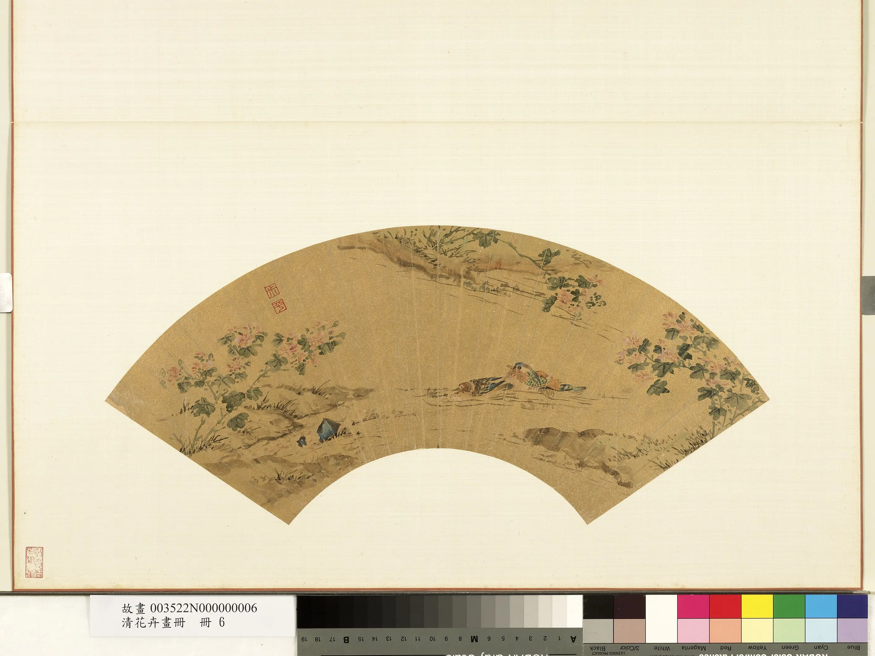 清代【恽寿平】《花卉画册-芙蓉鸳鸯》