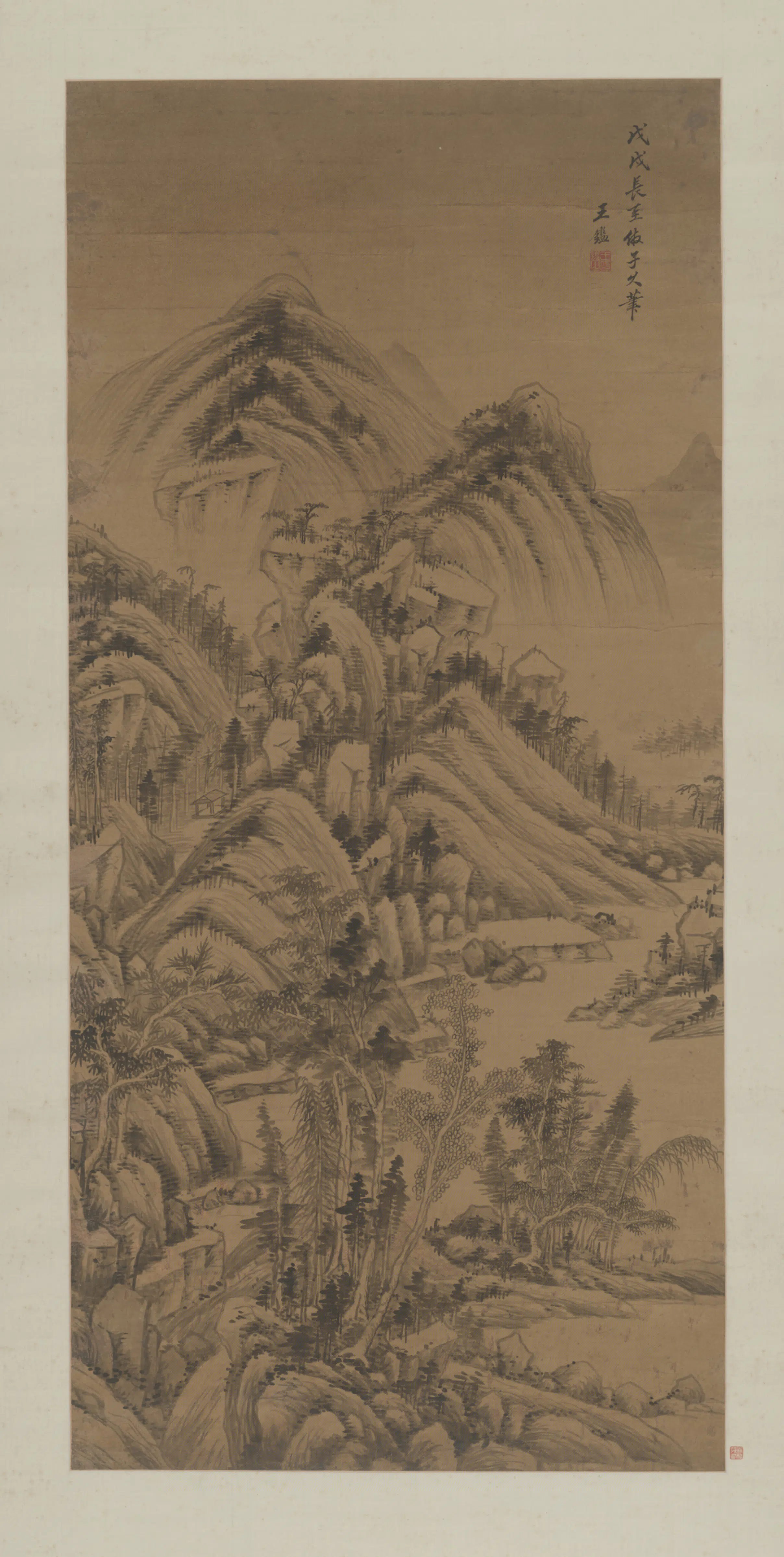 清代【王鉴】《仿子久山水轴》
