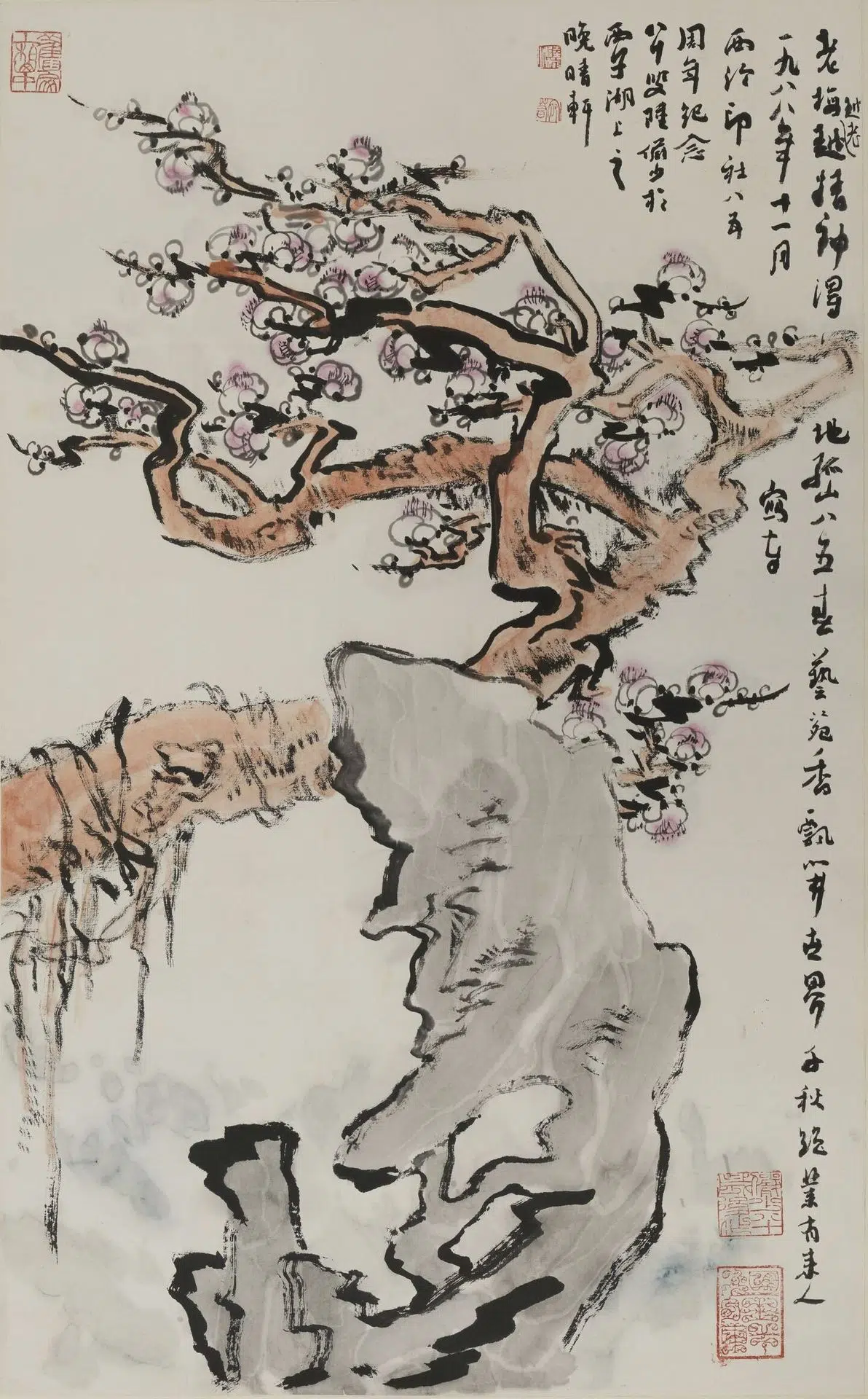 近现代【陆俨少】《梅花轴》 第1张