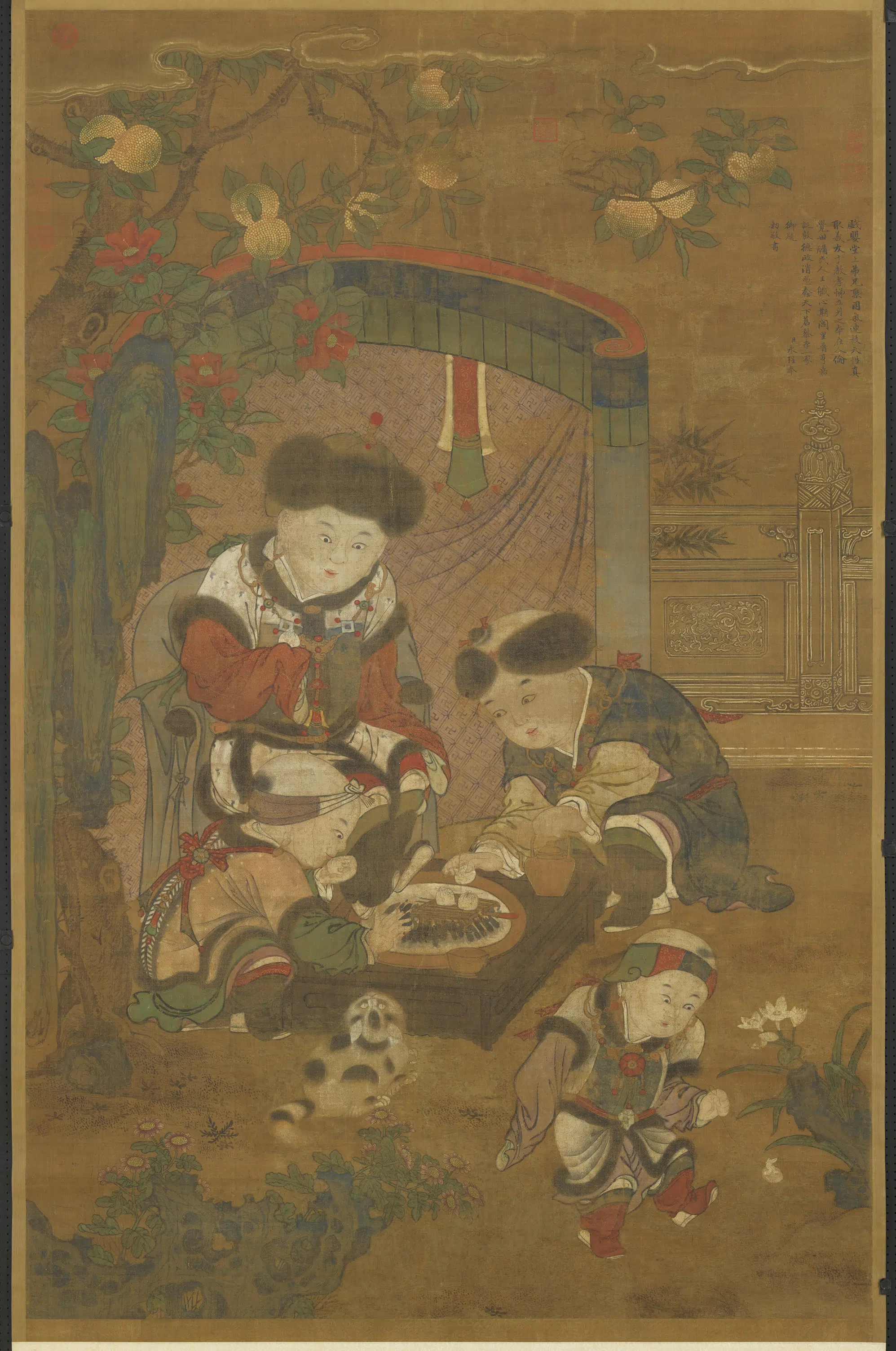 元代《元人画同胞一气图轴》