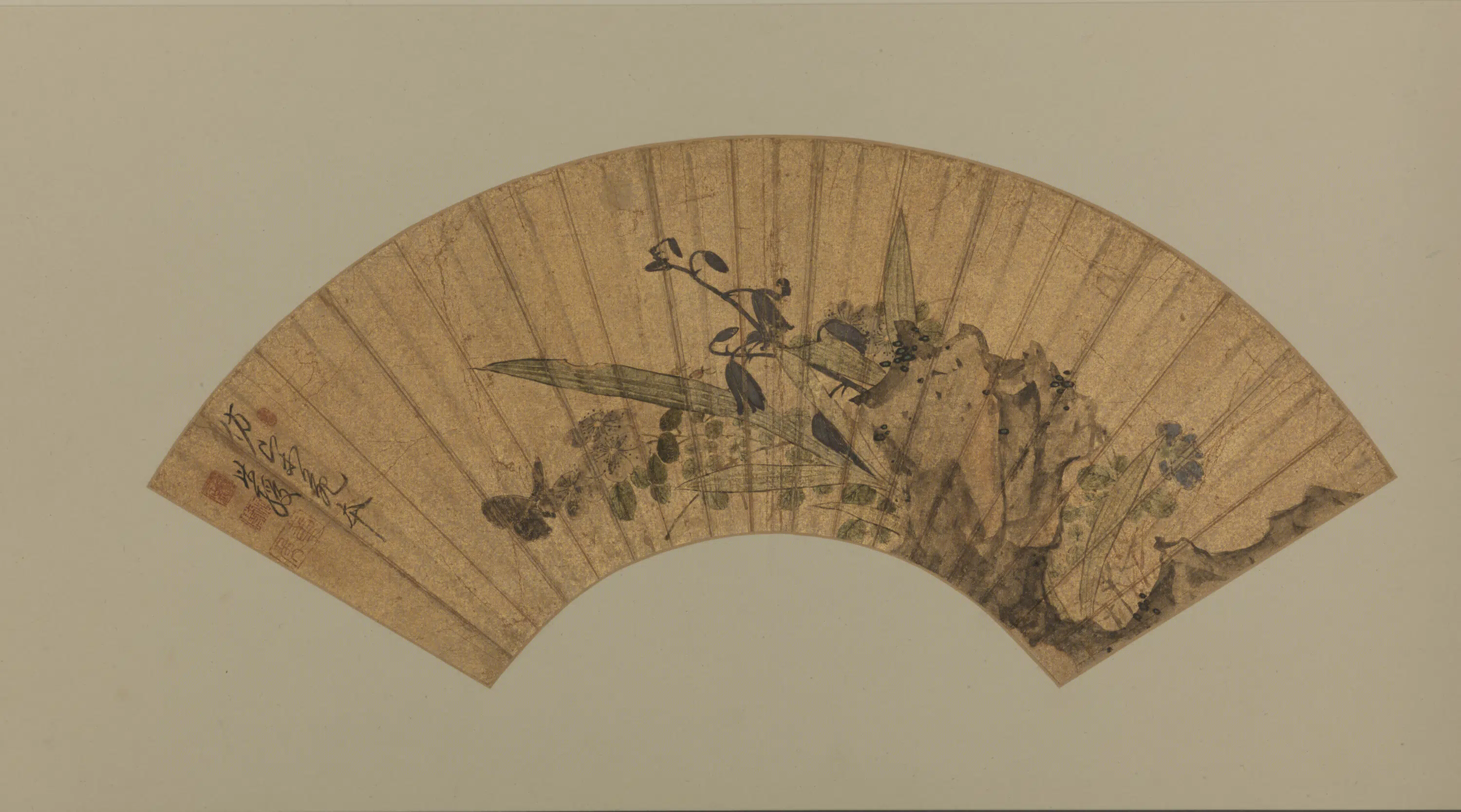明朝【陈洪绶】《花蝶扇面》