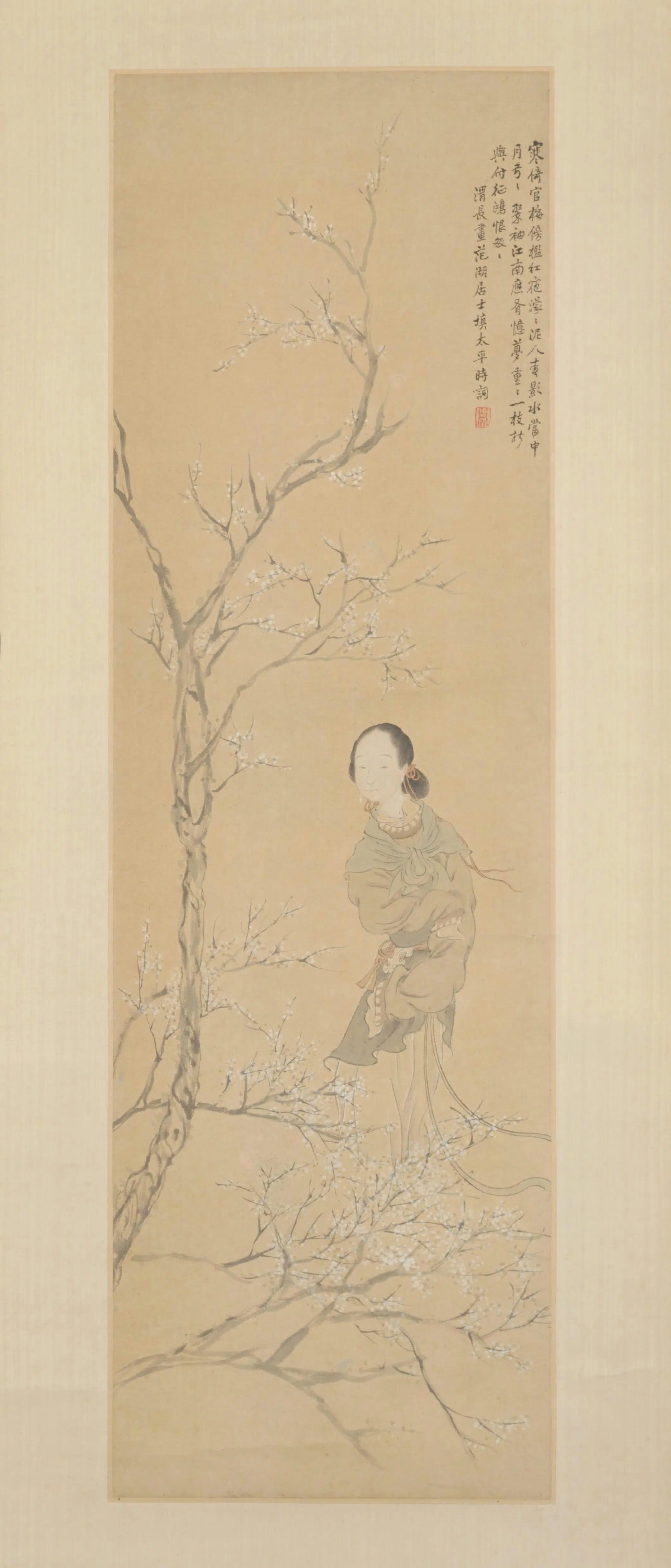 清代【任熊】《仕女消闲图轴》
