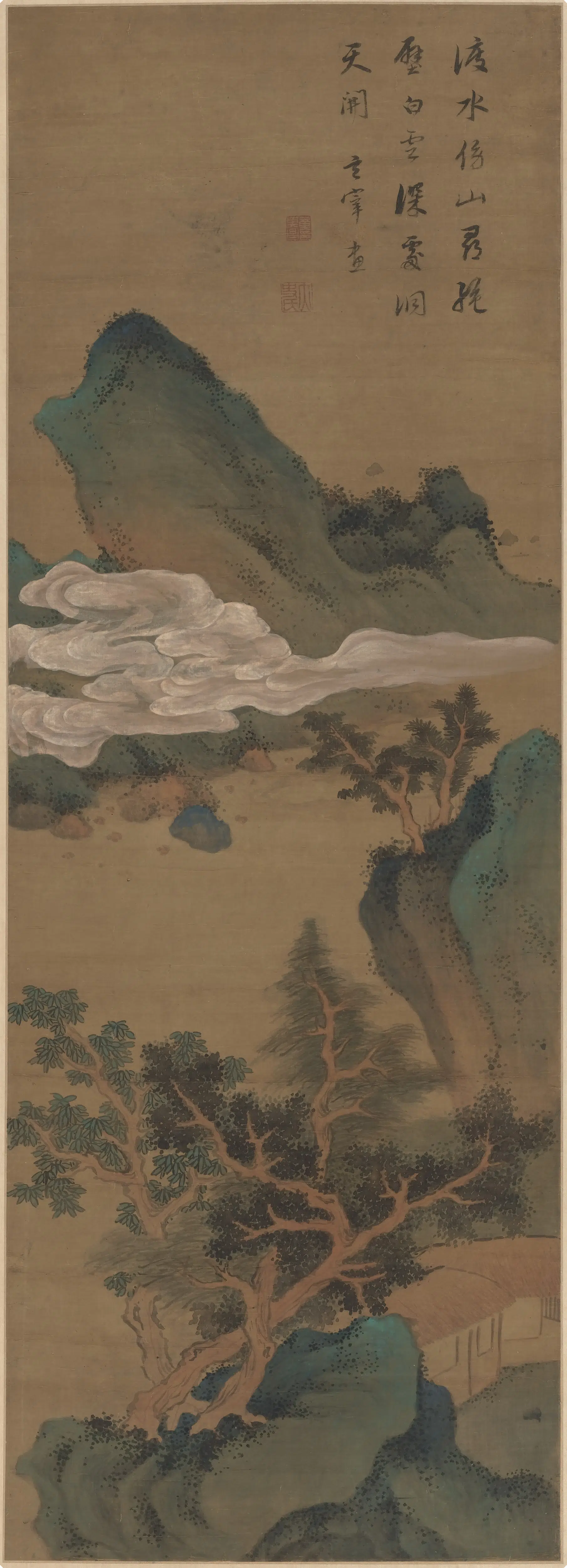 明朝【董其昌】《青绿山水轴》