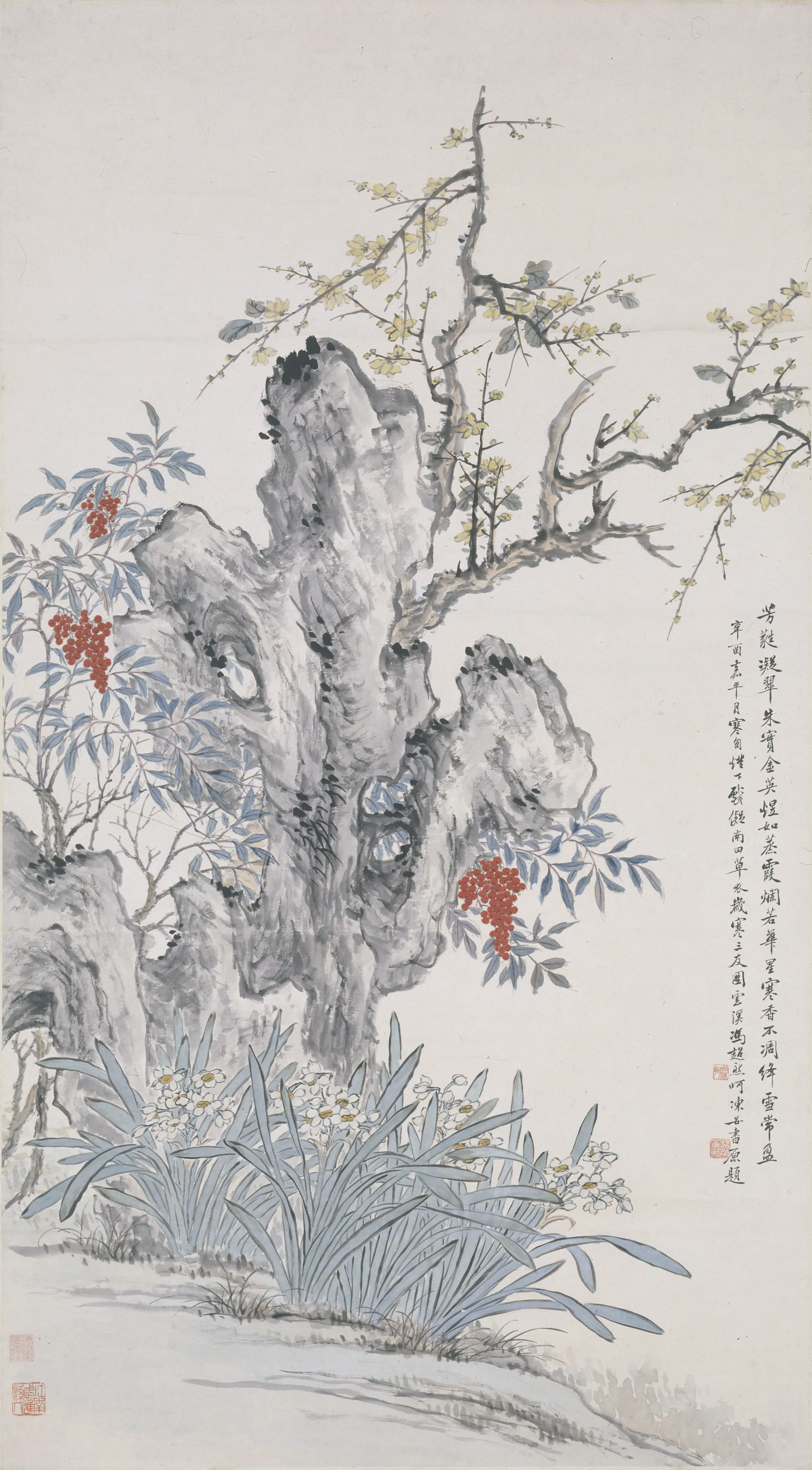 近现代【冯超然（冯迥）】《岁寒三友图轴》