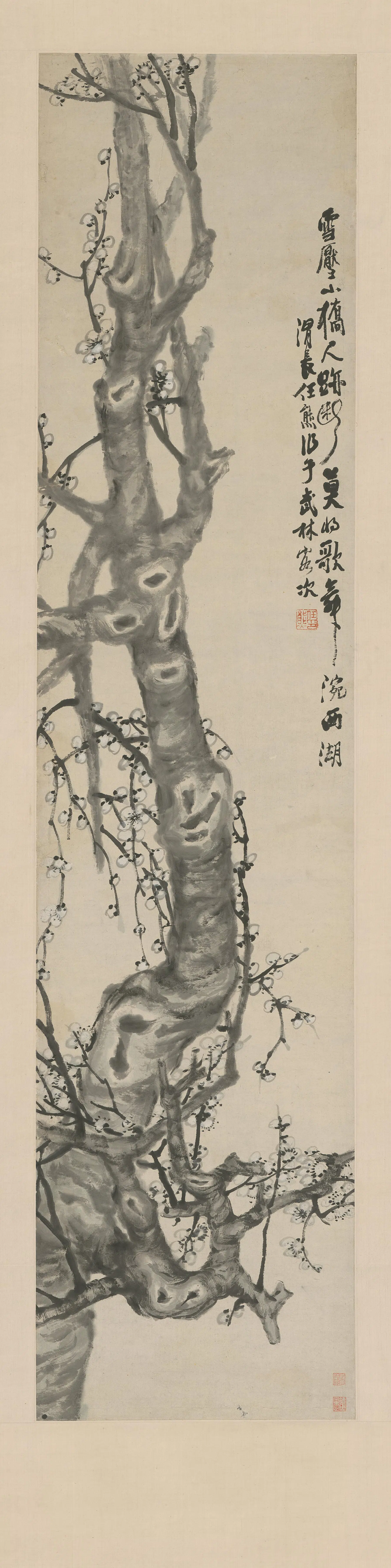 清代【任熊】《梅花轴》