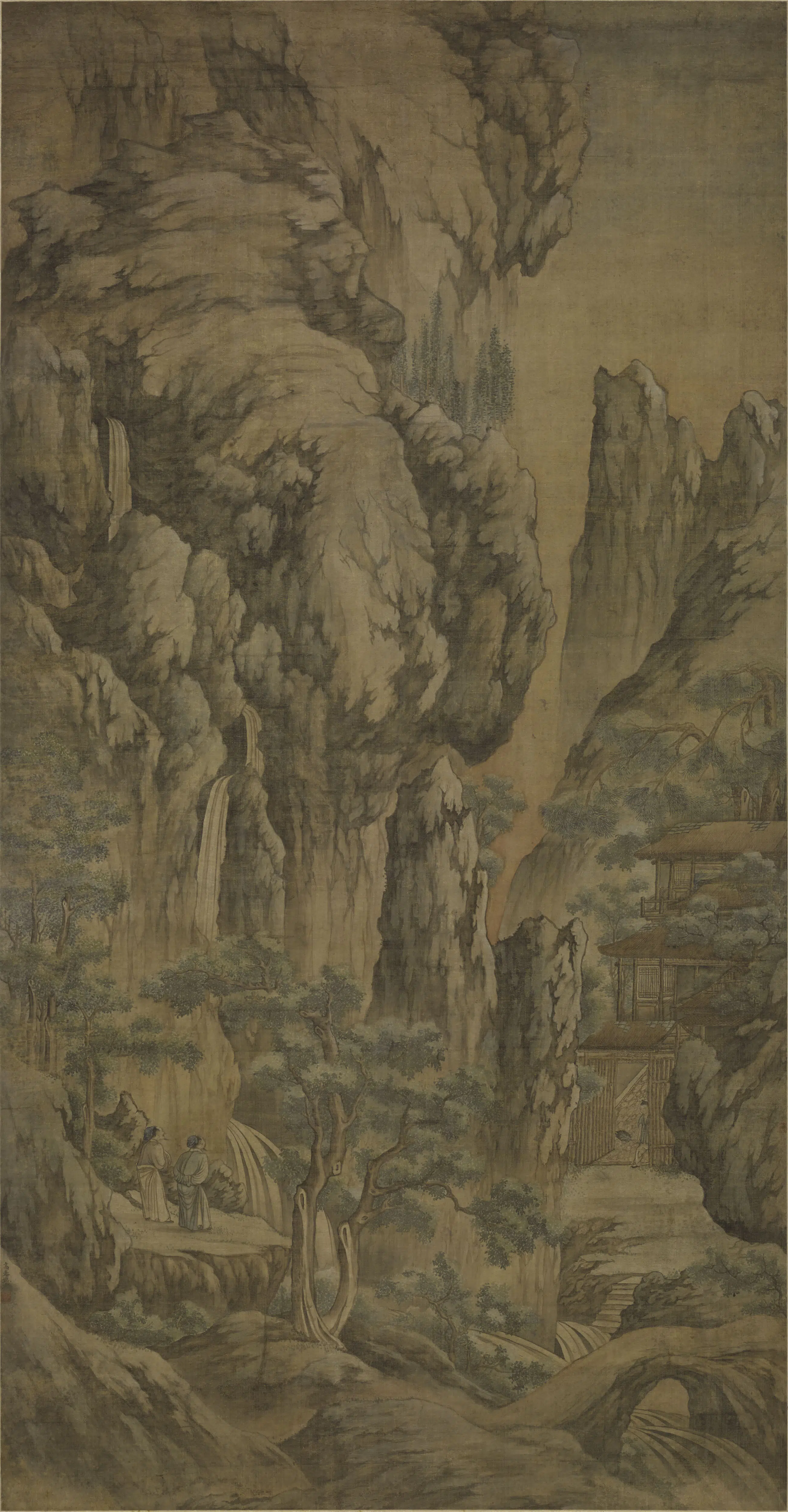 清代【高泰源】《观瀑图轴》