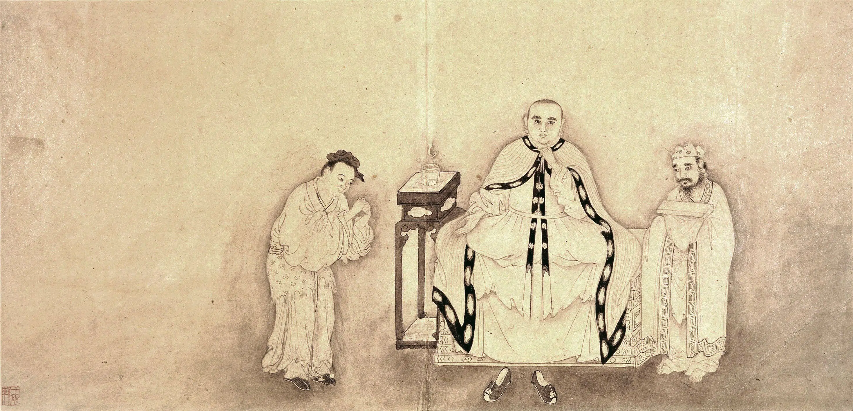 明朝【李麟】《十六罗汉图册(十六开)》 第9张 明朝【李麟】《十六罗汉图册(十六开)》 第9张