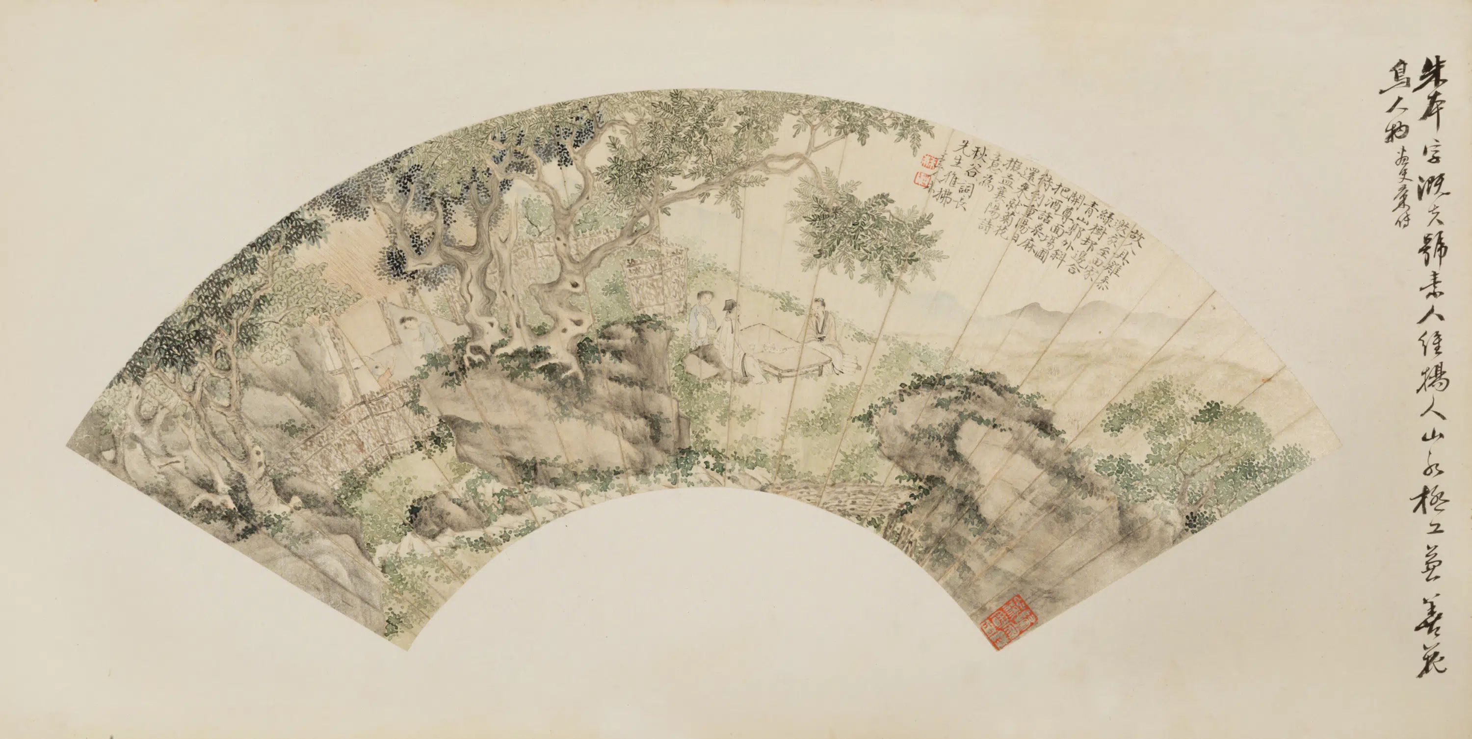 清代【朱本】《拟孟襄阳诗意扇页》 第1张
