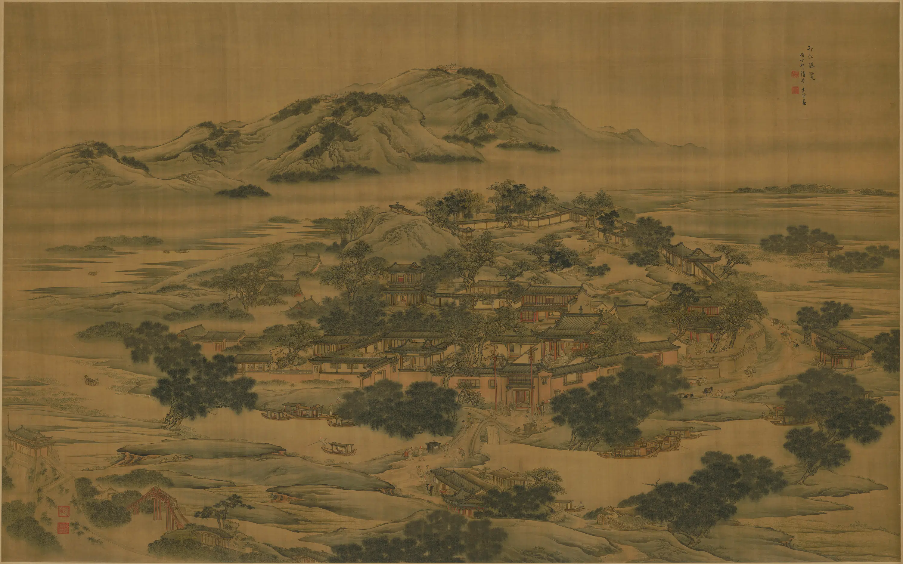 清代【袁耀】《邗江胜览图横轴》
