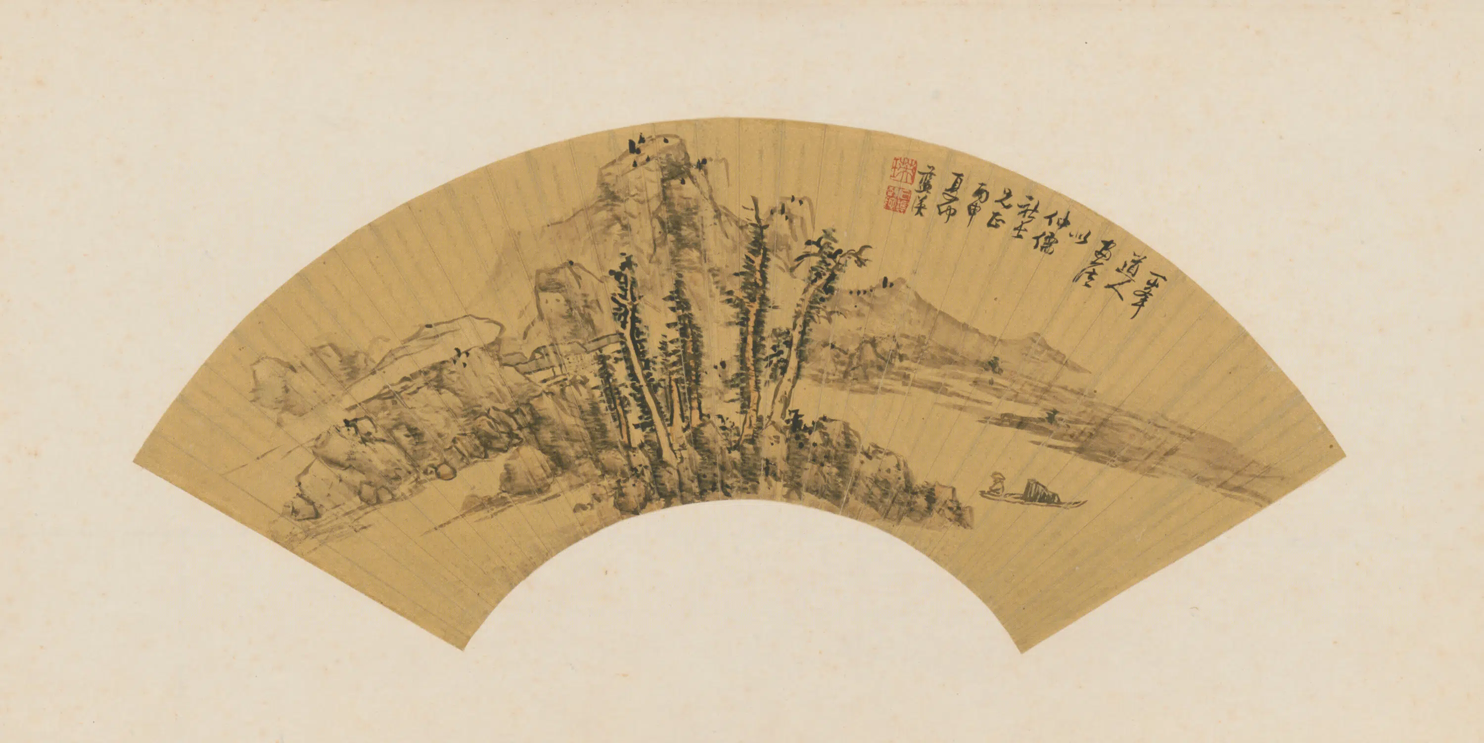 明朝【蓝瑛】《仿黄公望山水扇页》
