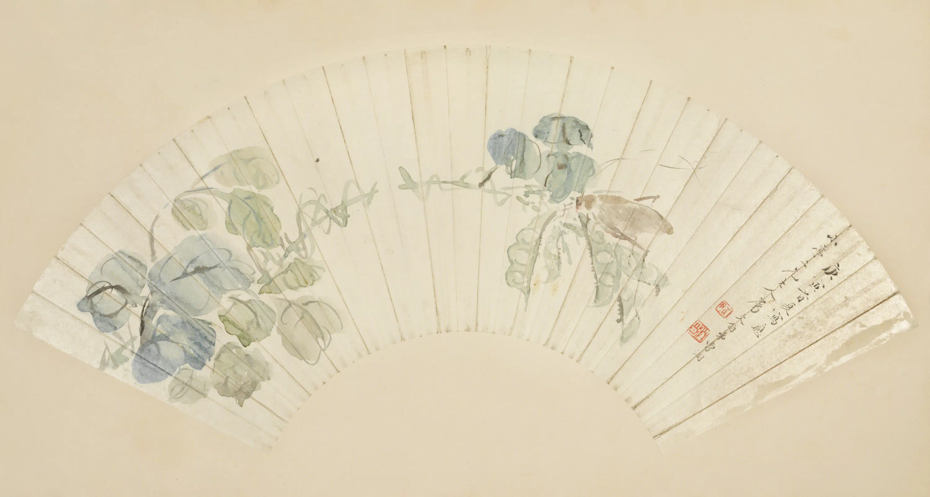 清代【曹澜】《花卉图扇》