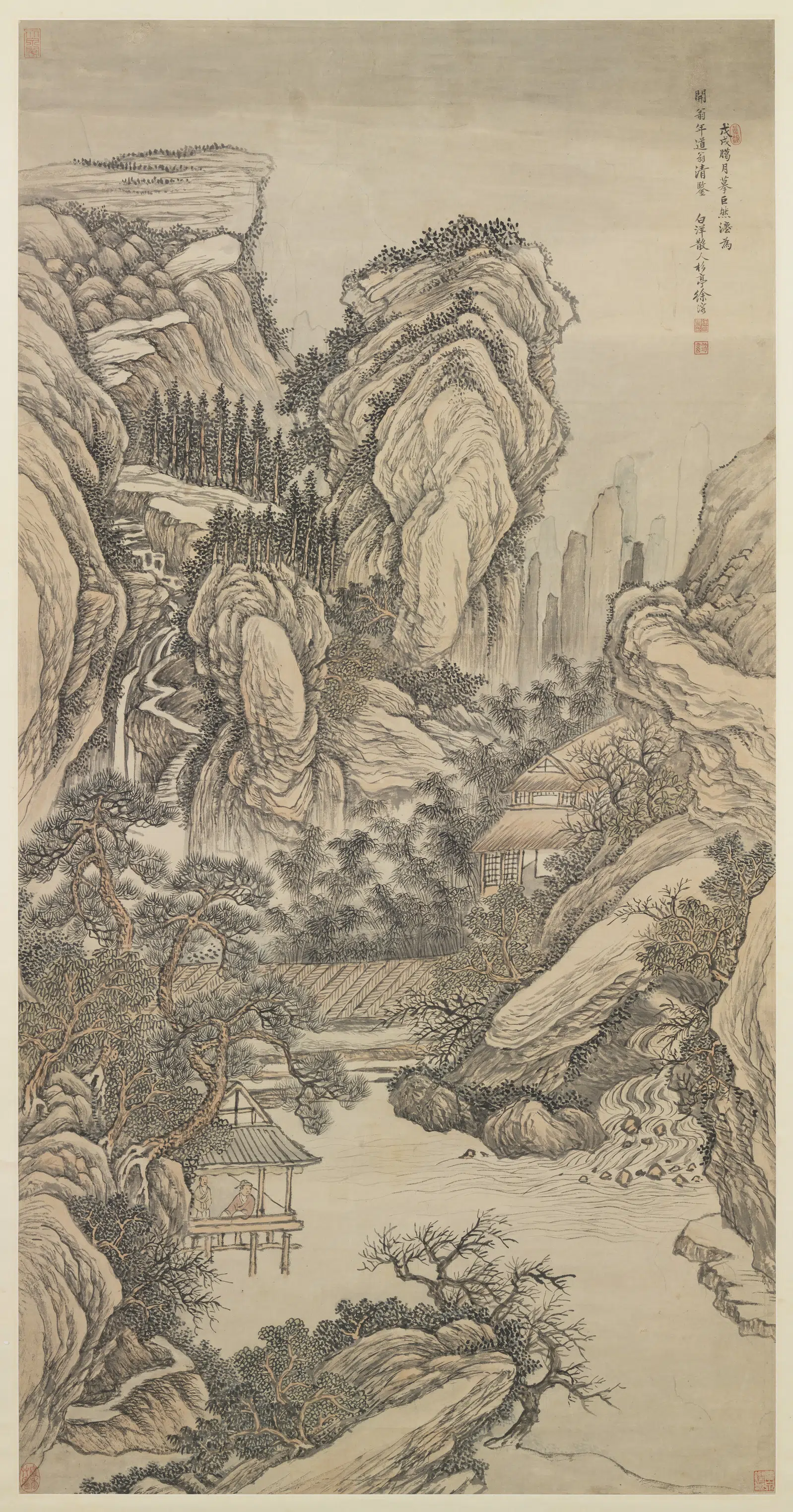 清代【徐溶】《仿巨然山水图轴》