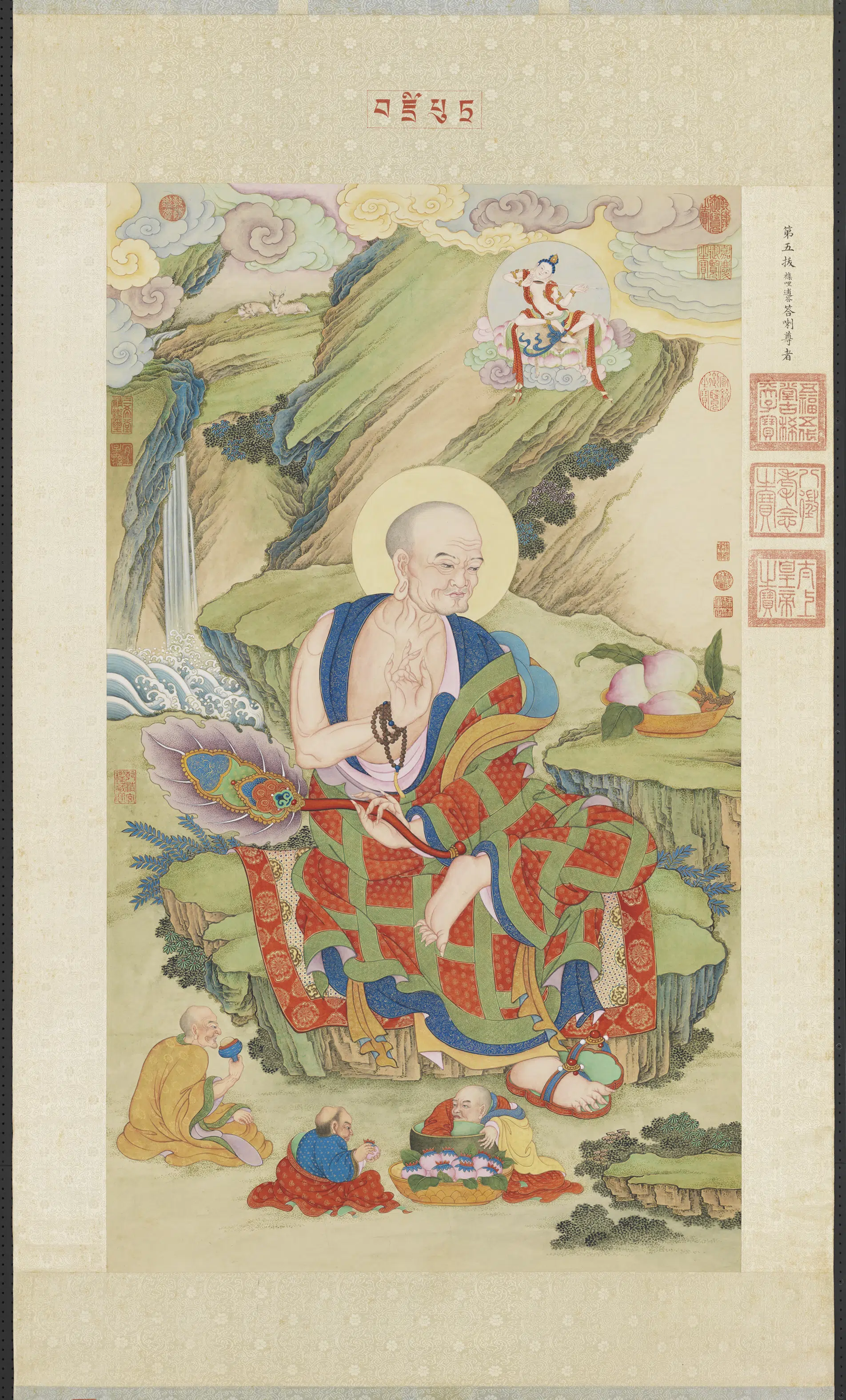 清代【姚文瀚】《画第五拔杂哩逋答答喇尊者图轴》