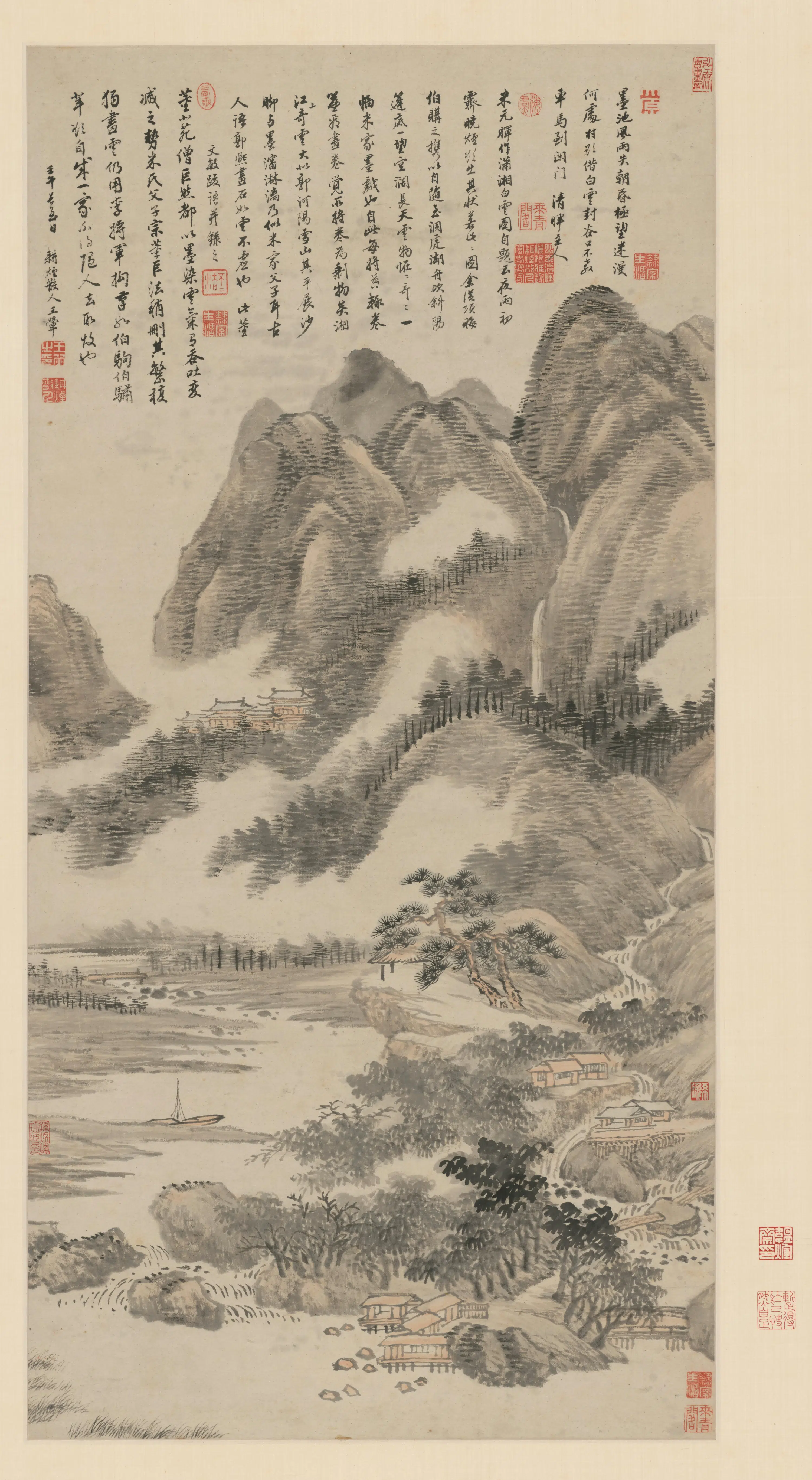 清代【王翚】《墨池风雨轴》