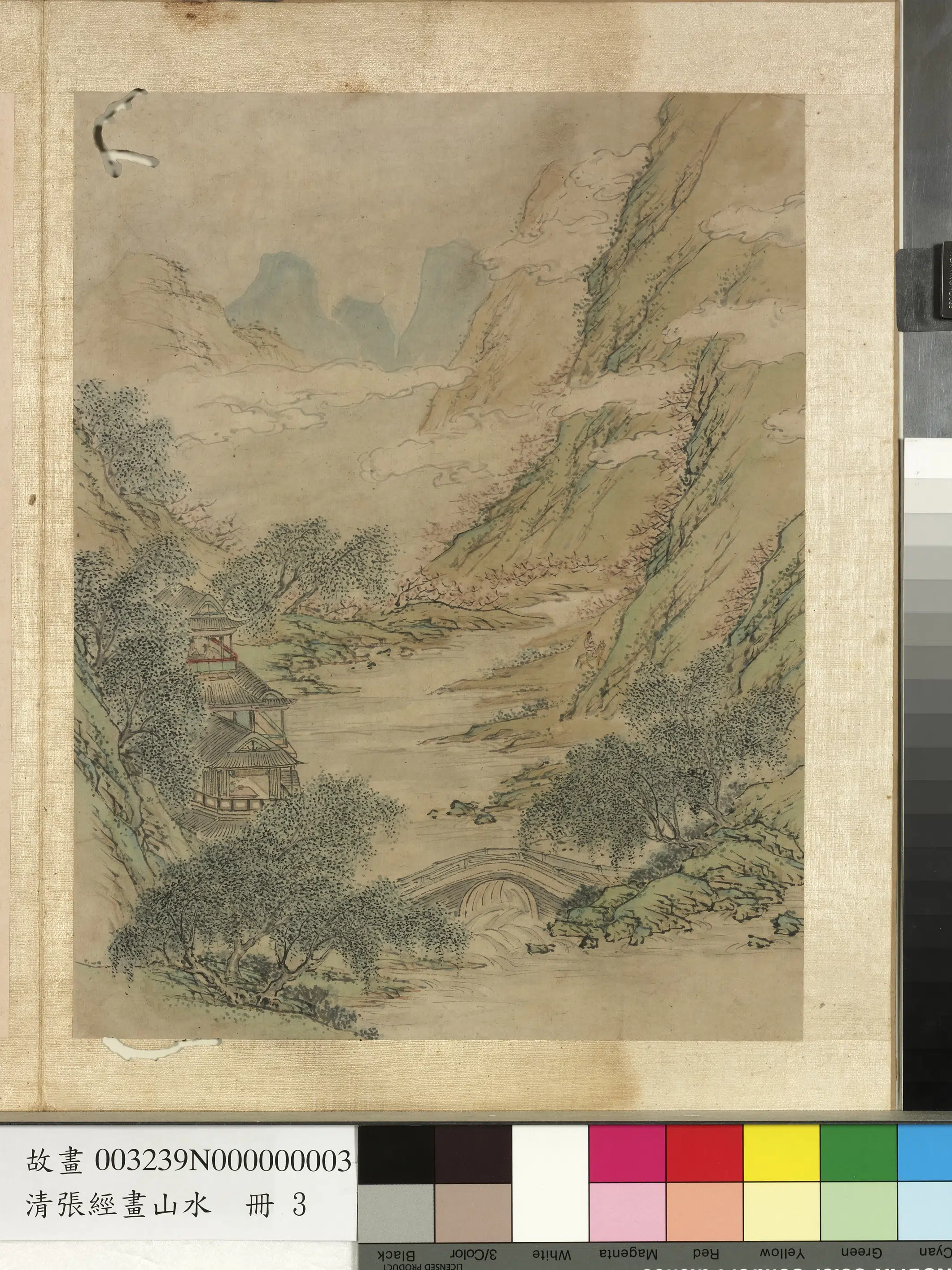 明朝【张经】《画山水册-高阁吟咏》