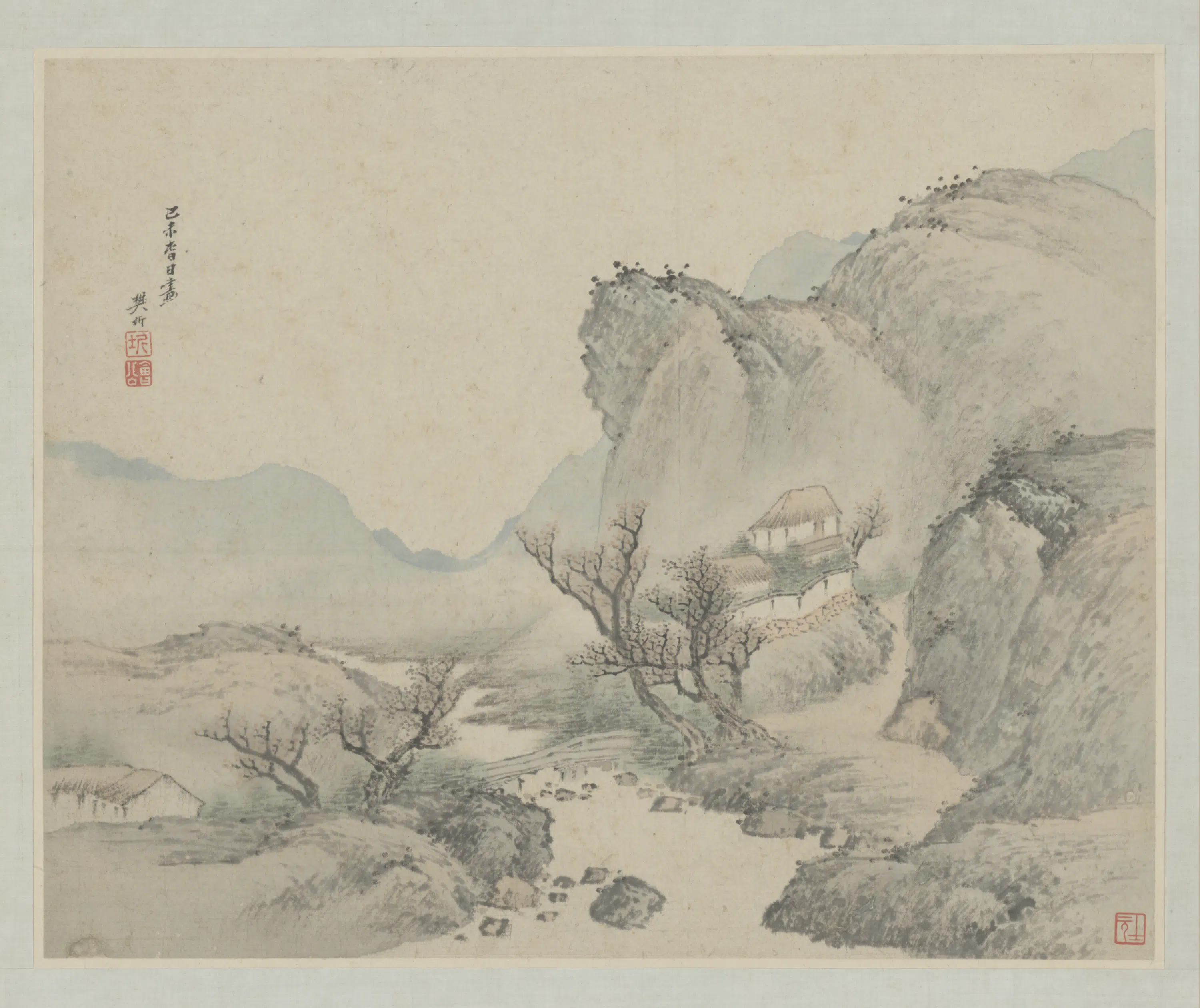 清代【樊圻】《金陵诸家山水花卉册-山水页》